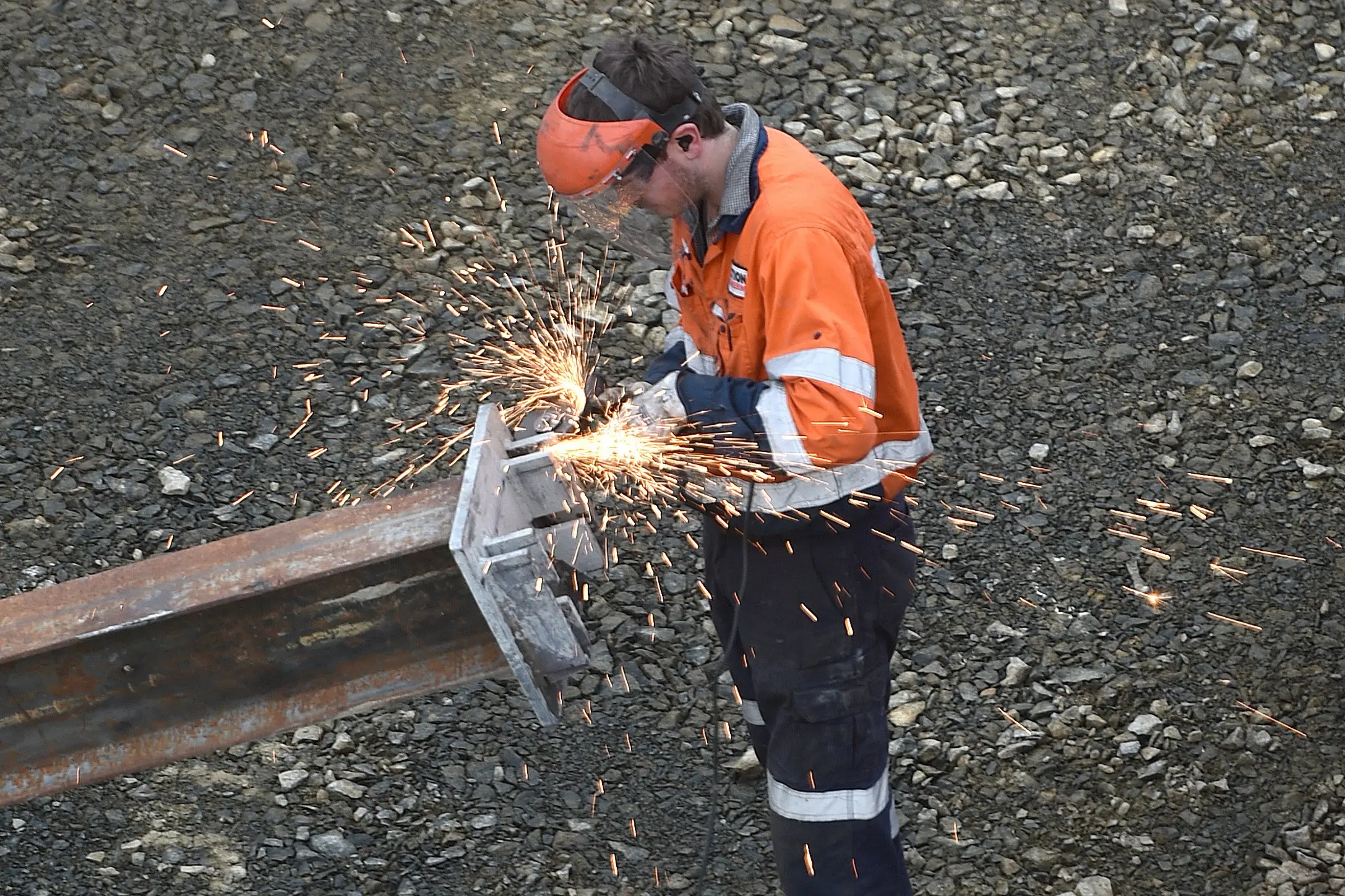 While work starts taking place on a large scale, the little stuff gets attended too. Sparks fly as a worker on the New Dunedin Hospital site makes adjustments to a workpiece on Friday morning. Photo: Gregor Richardson