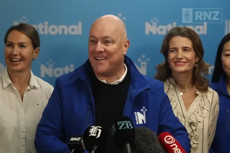 Speaking to media after the announcement are (from left) Minister for Women Nicola Grigg, Prime Minister Christopher Luxon, and Finance Minister Nicola Willis. Photo: Screenshot/RNZ