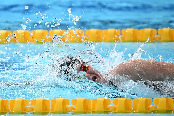 GLASGOW, SCOTLAND - JULY 26: Erika Fairweather of Team New Zealand competes during the Women\\'s 1500m Freestyle Fastest Heat on day three of the Glasgow 2026 Commonwealth Games at Tollcross International Swimming Centre on July 26, 2026 in Glasgow, Scotland. (Photo by Quinn Rooney/Getty Images)