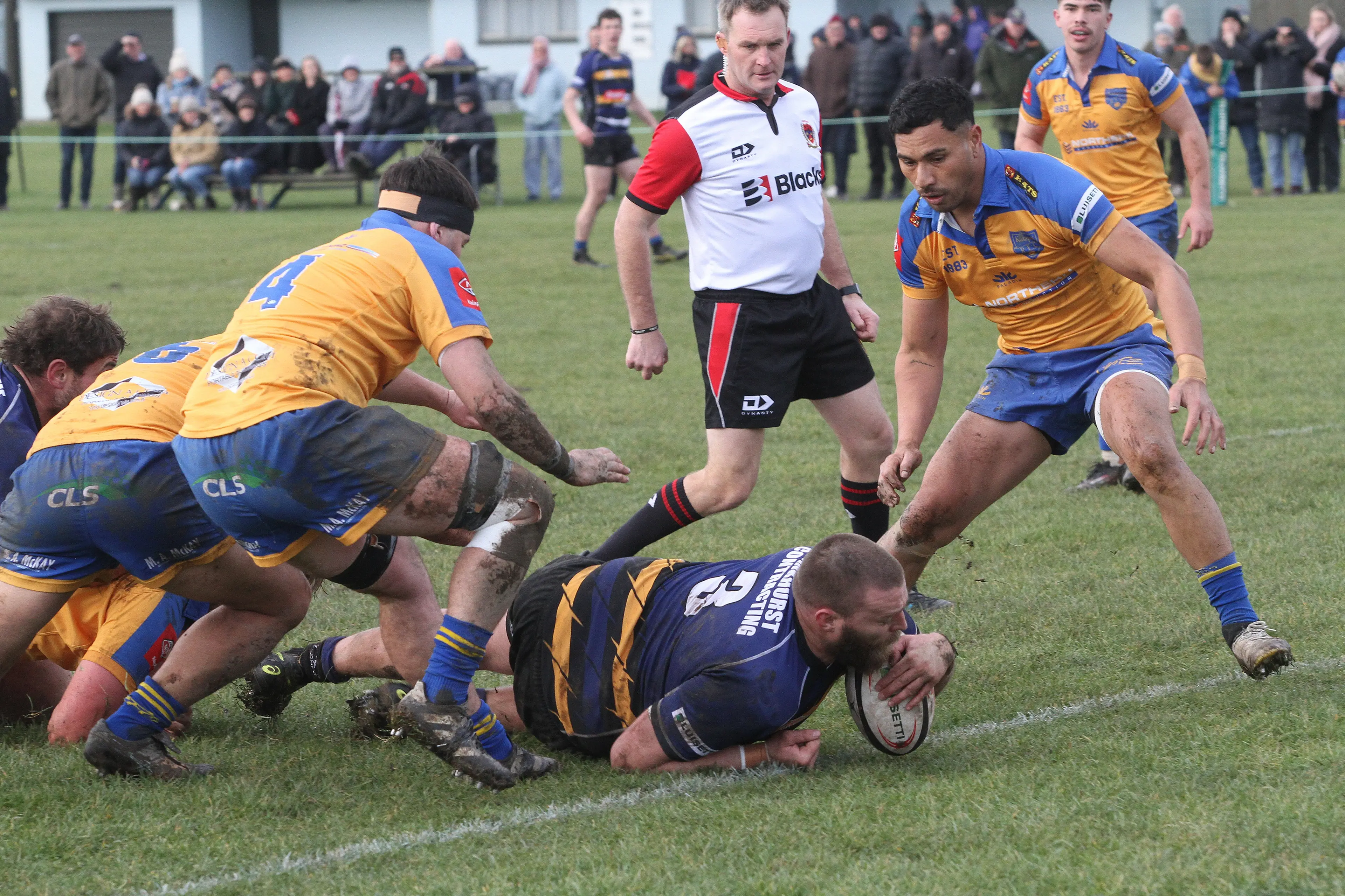 Glenmark-Cheviot\\u2019s Nathan Evans scores during the Luisetti Seeds North Canterbury Premier Men\\'s final against Kaiapoi. Glenmark-Cheviot won 31-24. Photo: John Cosgrove