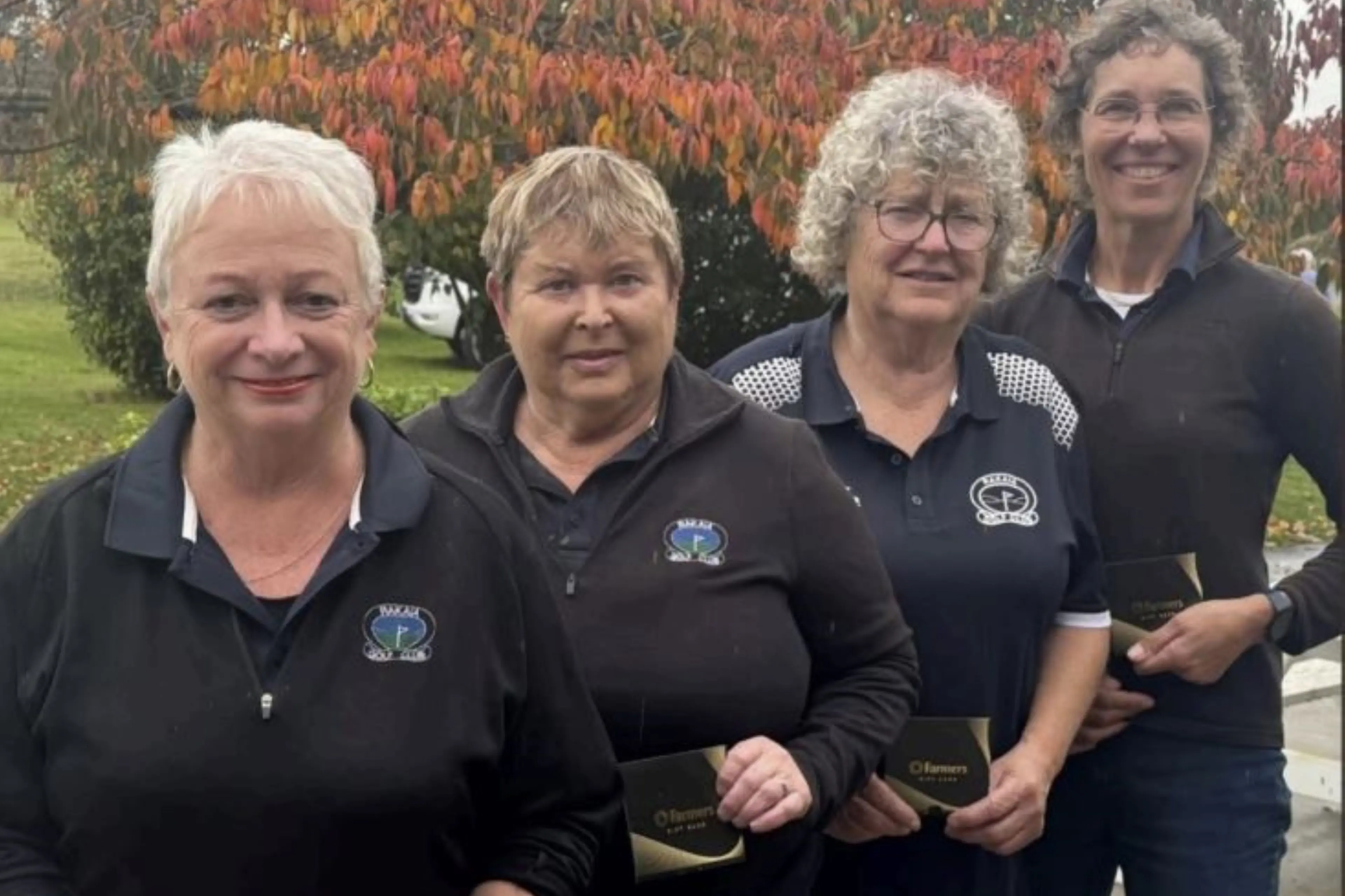 Newly crowned women\\'s golf champions, from left, Sally Smith, Bev Sutherland, Sue Martin and\\u00A0Freda Bierema of\\u00A0Rakaia Golf Club are the 2026 New Zealand National Teams Champion winners. Photo: Supplied