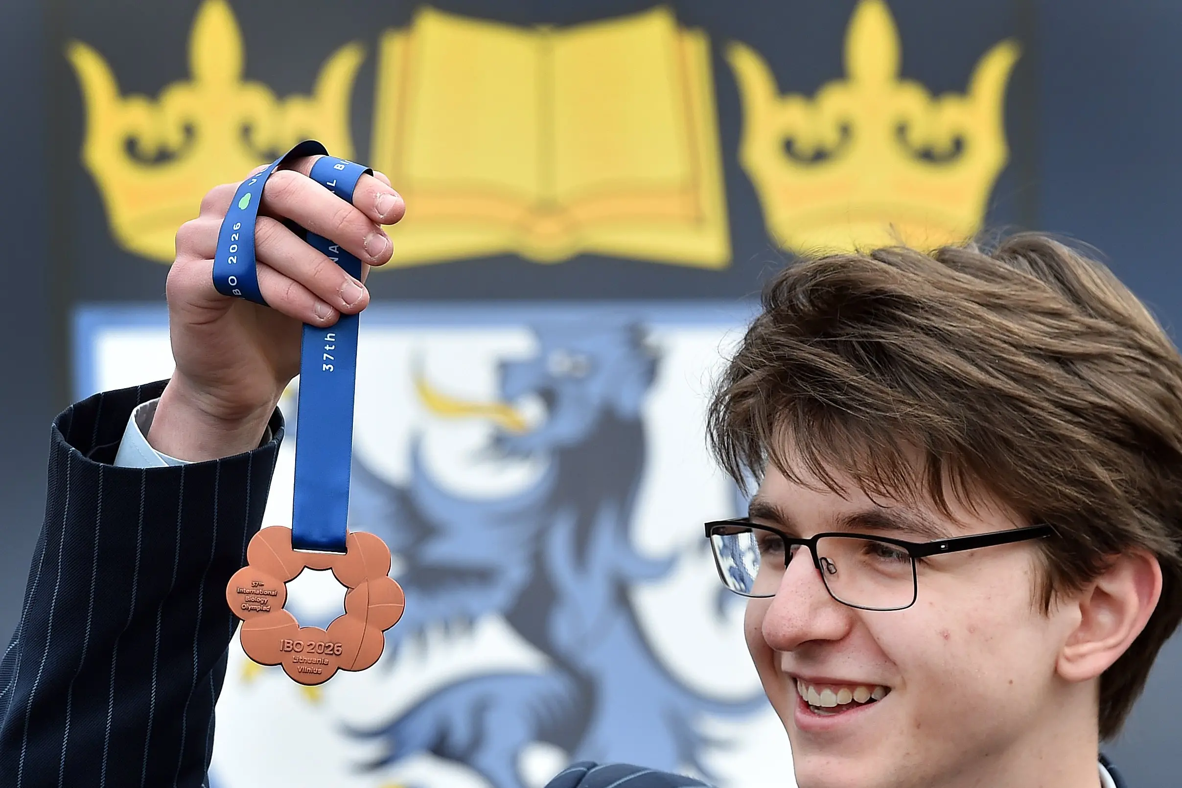King\\u2019s High School year 13 student Luan Peterle, 16, with his bronze medal he won at the 2026 International Biology Olympiad in Lithuania. Photo: Peter McIntosh