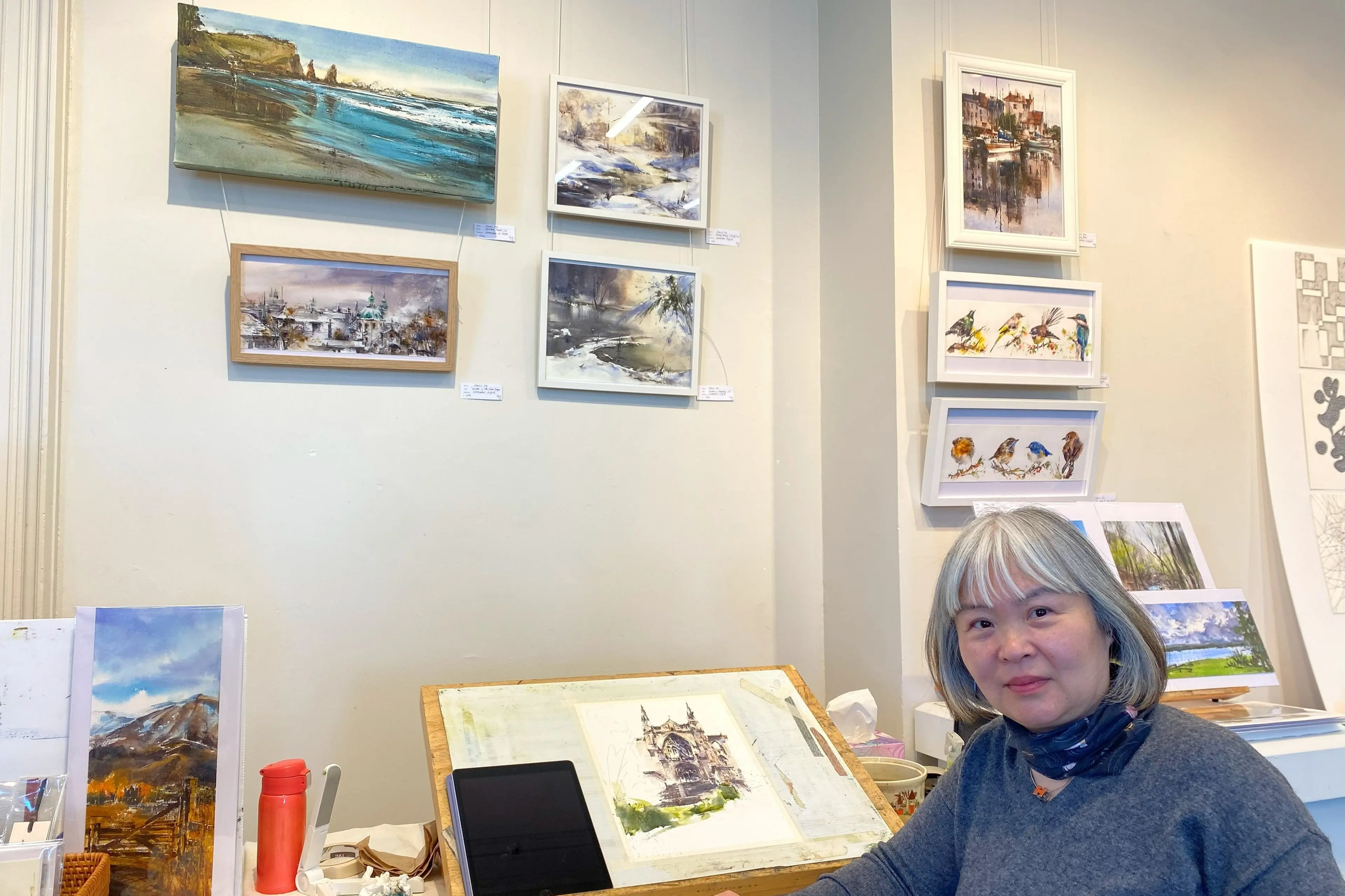 Dunedin watercolour artist Wen Li Ma was among about a dozen local artists who took part in the Otago Art Society Demonstration Week last year. Photo: Brenda Harwood