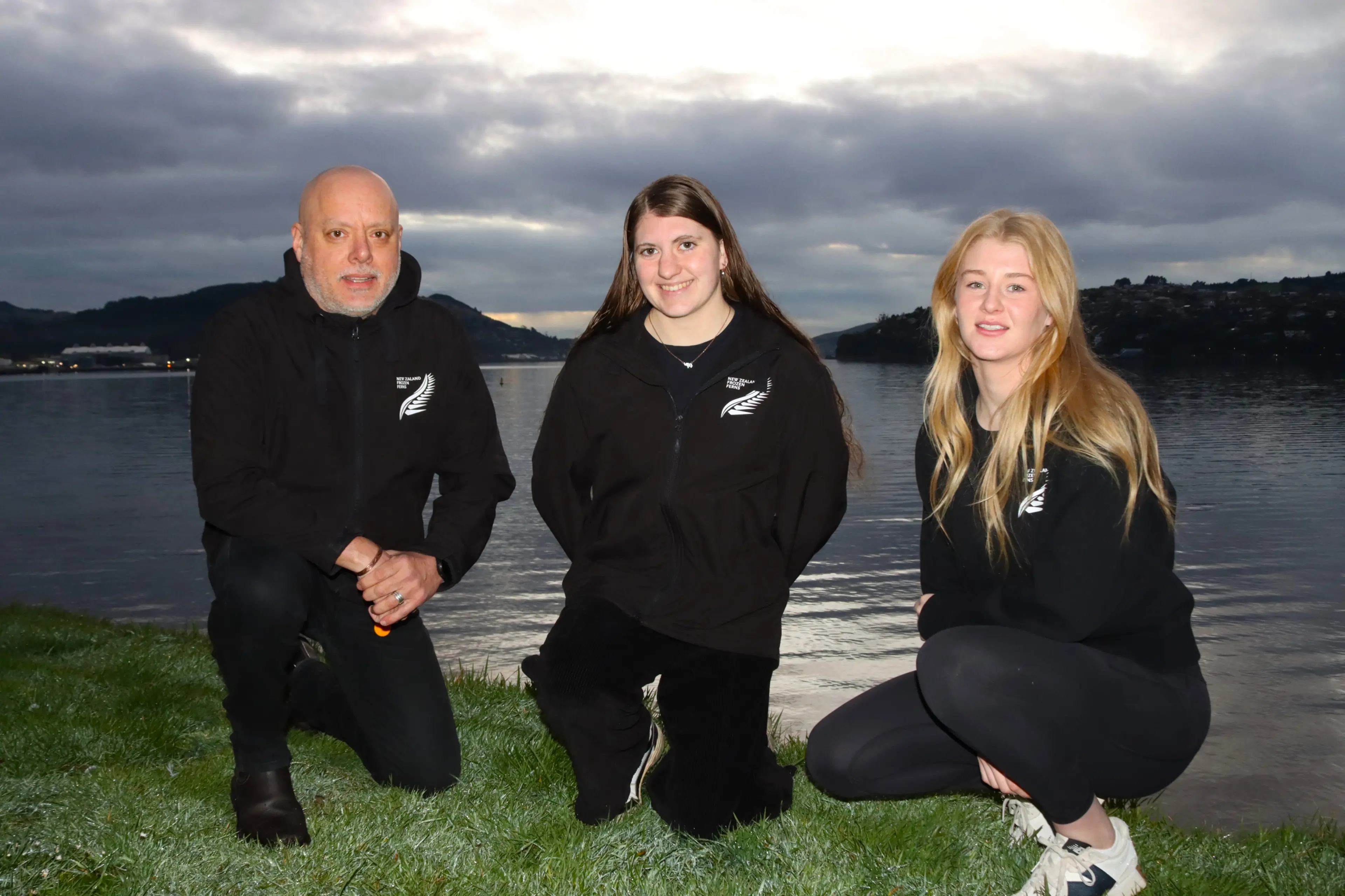 Plunging into international competitions are Frozen Fern Ice Swimmers (from left) Francois Lambrechts, Emilia Finer and Sophie Winter. Photo: Sam Henderson