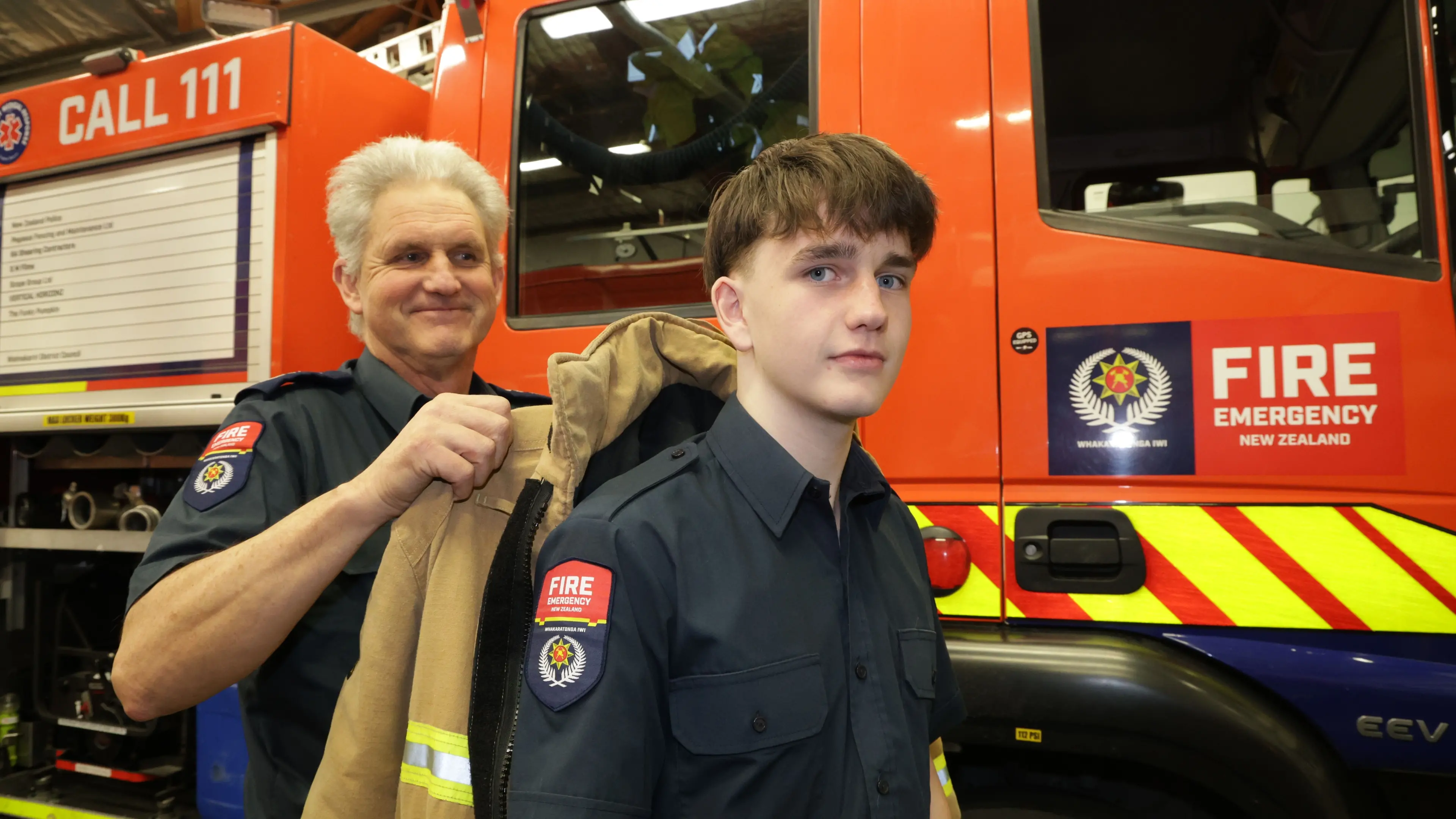 Firefighter proud to stand beside his son
