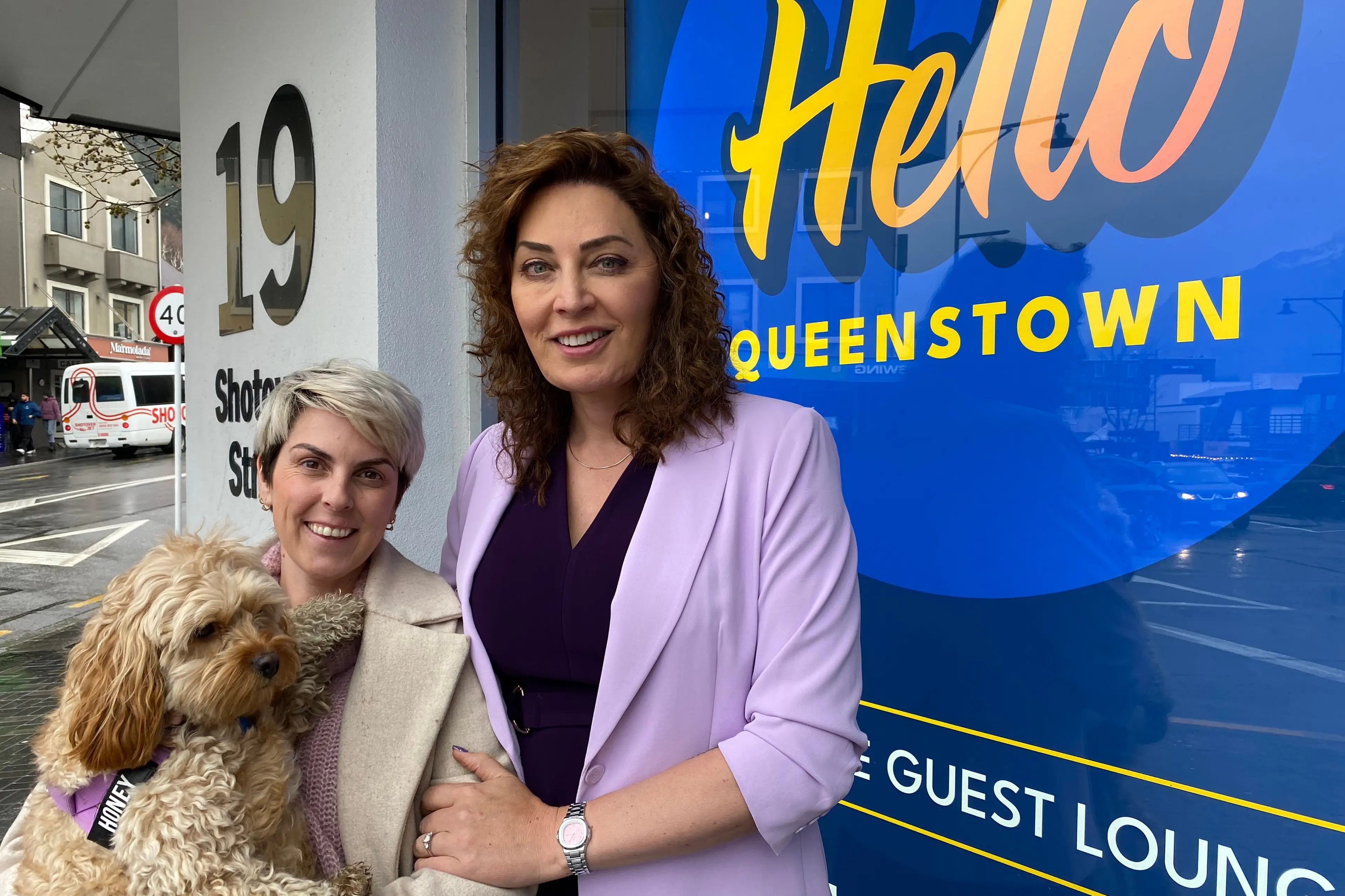 \\u2018Queenstown\\u2019s most visible property management company\\u2019: Hello Queenstown partners Aisling \\u2018Ash\\u2019 Smyth, with Honey, and Savannah Jackson. Photo: Philip Chandler