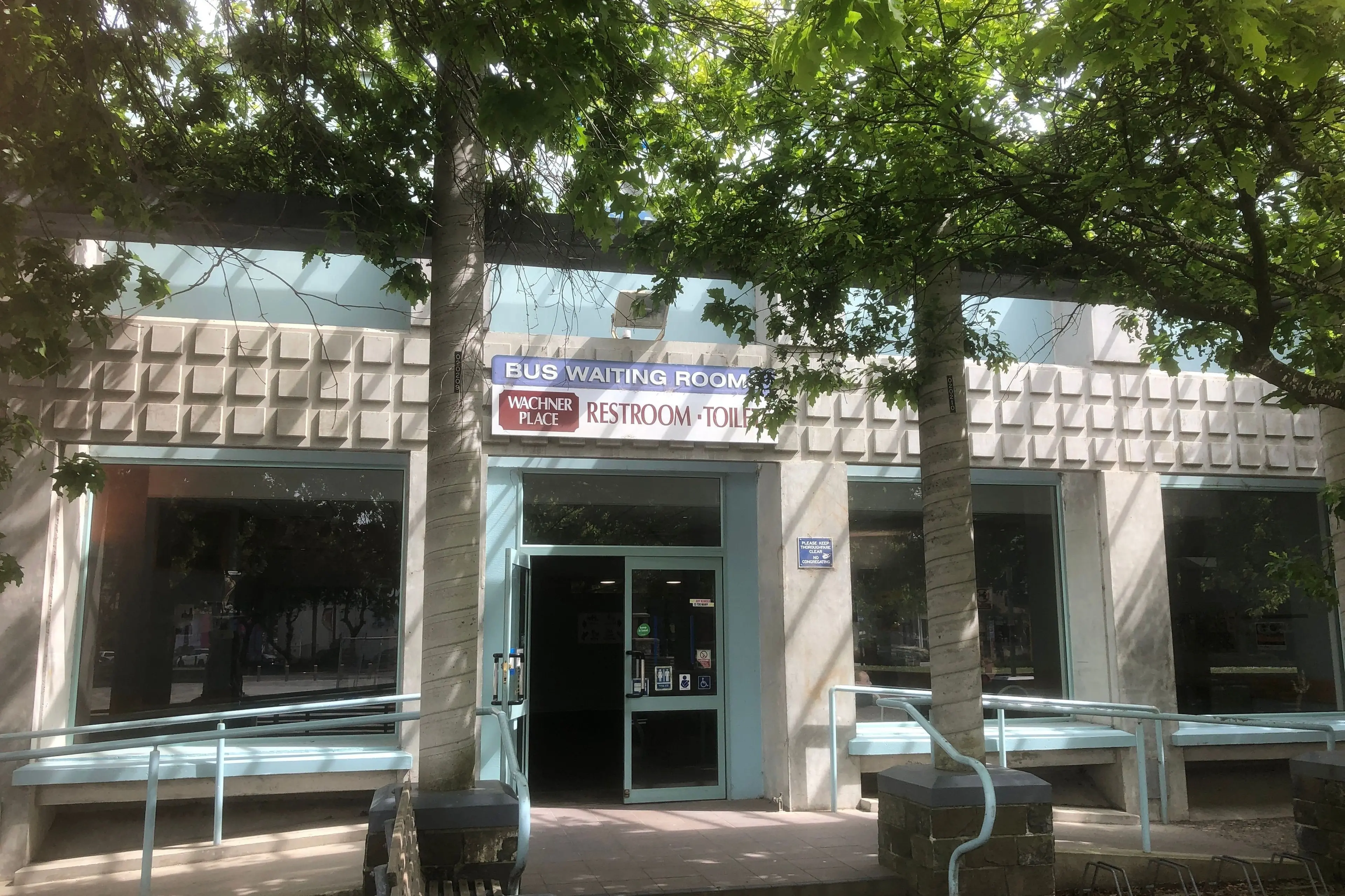 The Wachner Place Restroom was opened in 1988 and provides toilet and shower options for the community. Credit: Matthew Rosenberg/LDR.