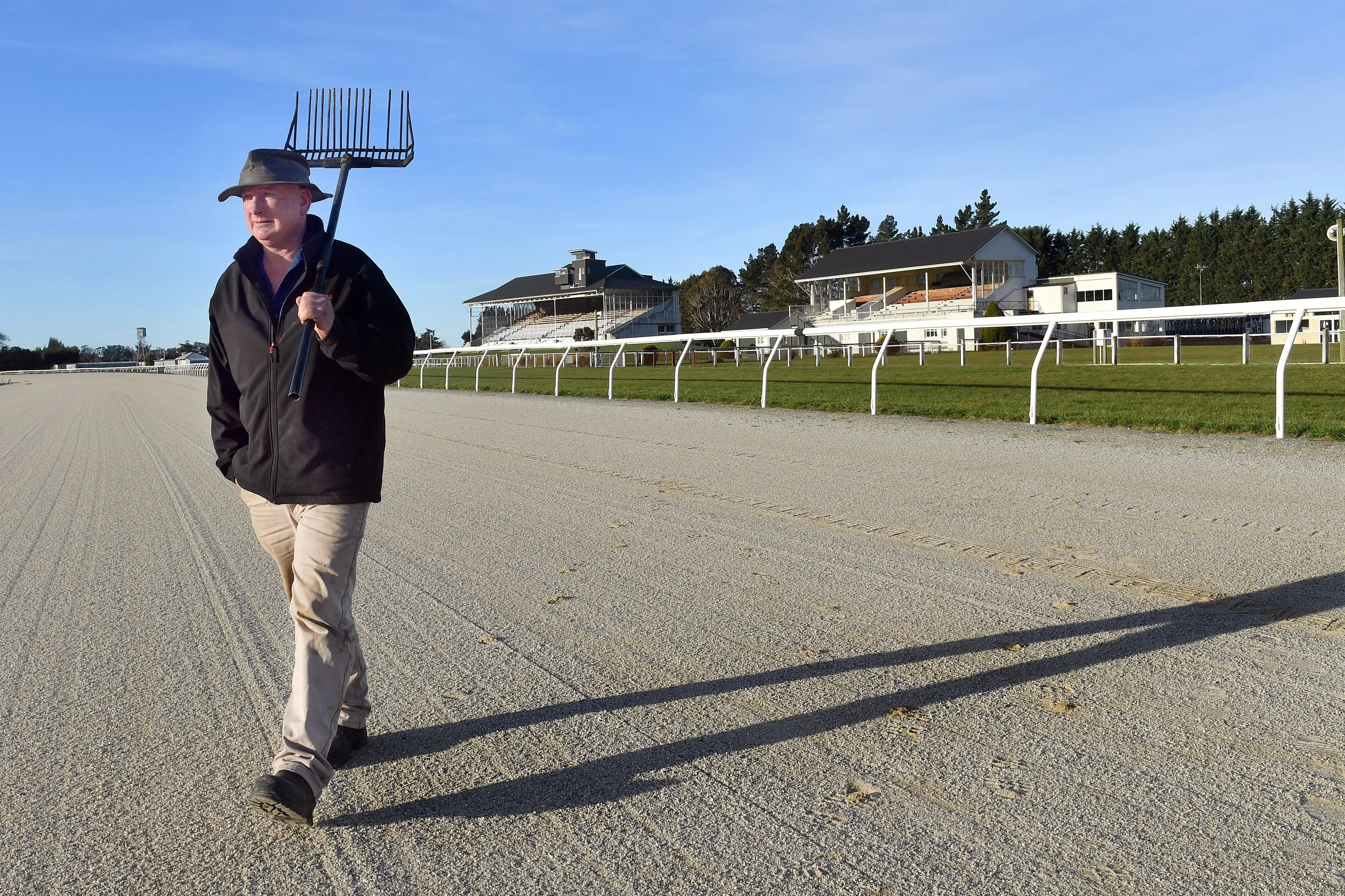 A shadow has been cast over the racing tracks including Oamaru where caretaker Wayne Smaill wonders what his future holds.  Photo: Stephen Jaquiery