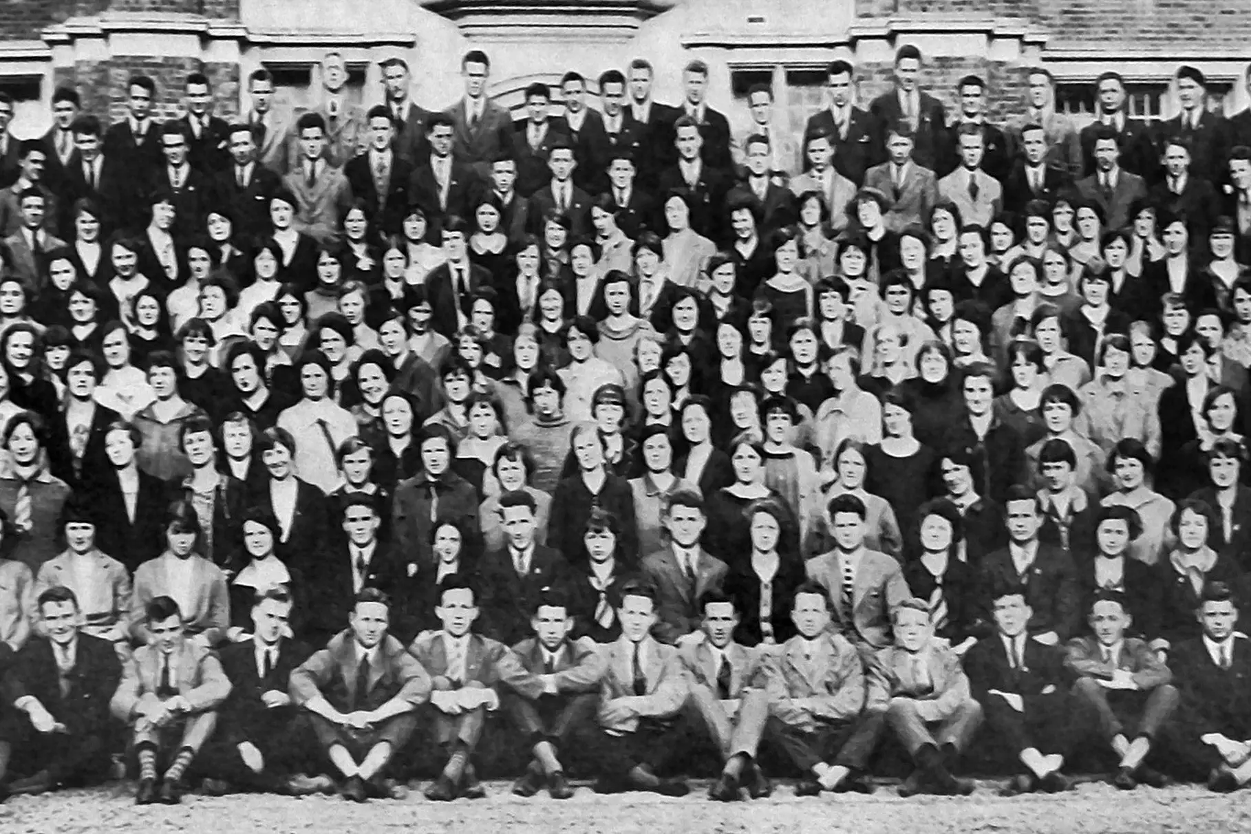 Students pose for the 50th anniversary of the Dunedin Training College \\u2014 later named Dunedin Teachers College then University of Otago School of Education. Photo: <i>Otago Witness</i>, issue 3781, August 31, 1926, page 45