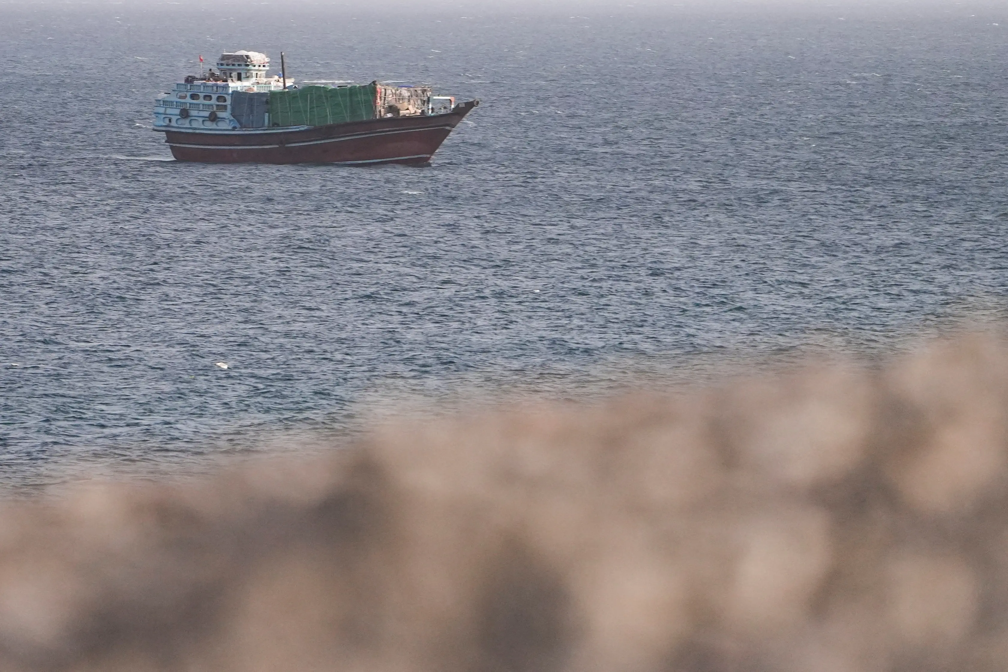 A vessel in the Strait of Hormuz, as seen from Musandam,Oman earlier this month. Photo: Reuters
