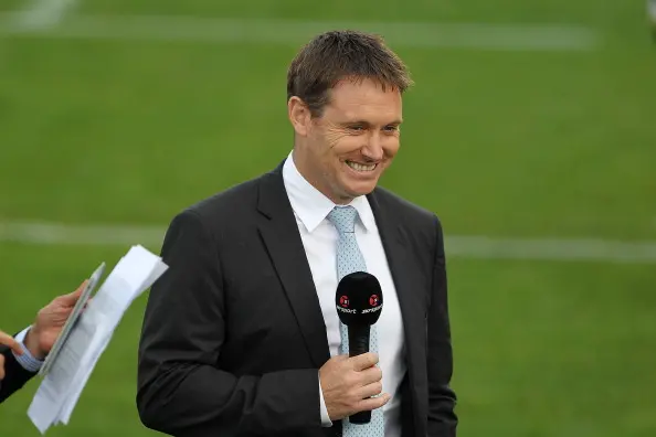 Andrew Mehrtens working at a Super Rugby match between the Crusaders and the Chiefs in 2015. Photo: Getty Images