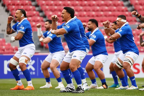 Samoa team performance a Siva Tau prior a match between Samoa and Hong Kong in Chile earlier this month. Photo: Getty Images