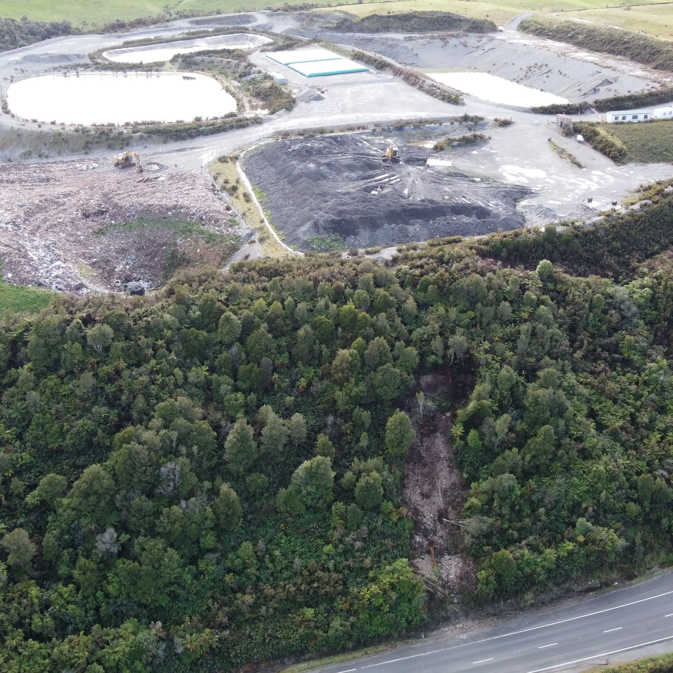 Slip near controversial landfill follows Greymouth rainstorm