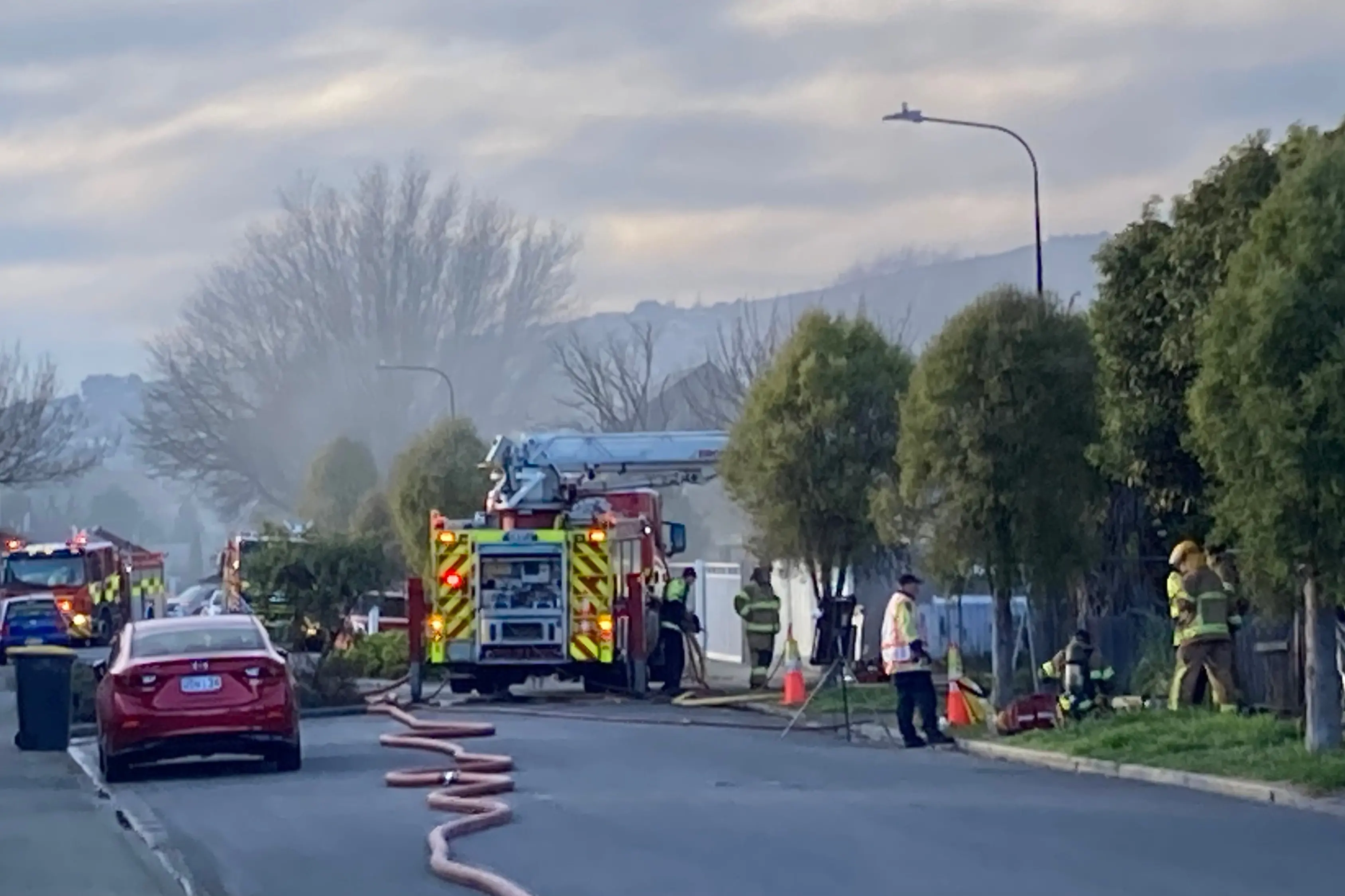 Fire crews from the Christchurch City, Spreydon and Anzac stations responded to the blaze. Photo: Geoff Sloan