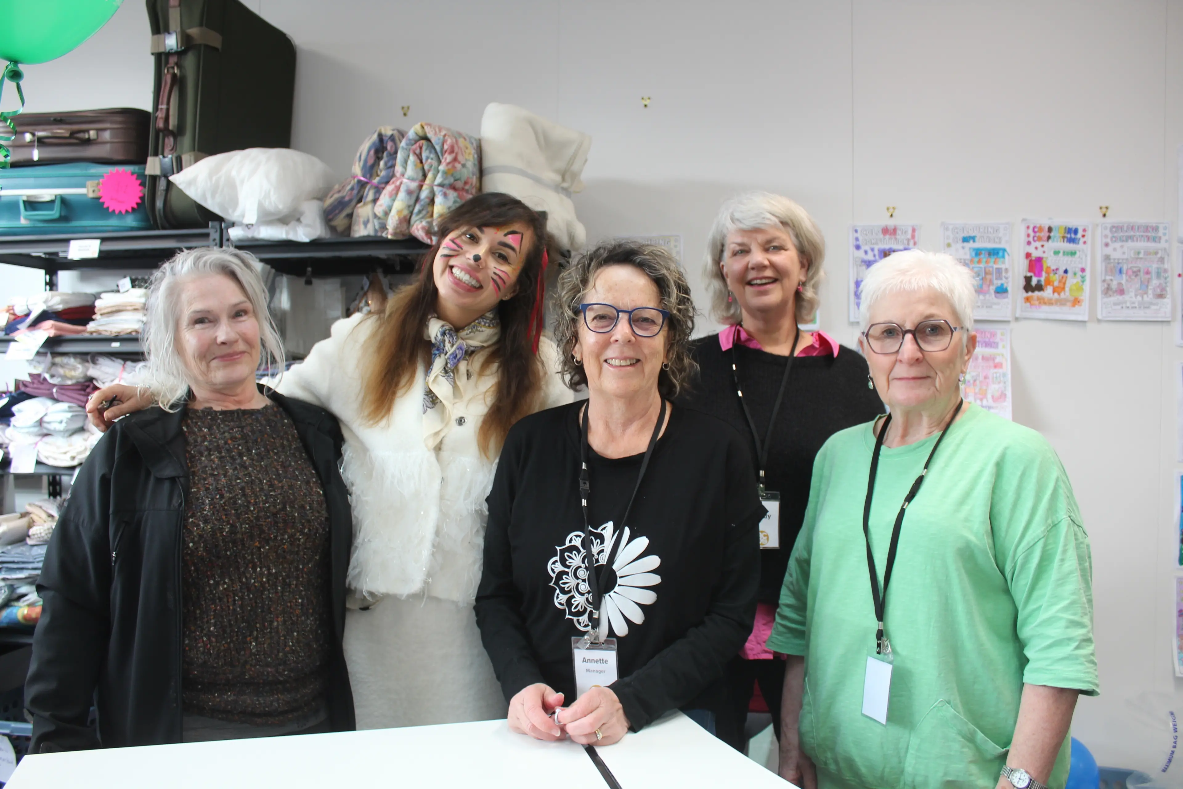 Riverton Community Op Shop manager Annette Alexander (centre) with a few of her volunteers. Photo: Tayler Mutton
