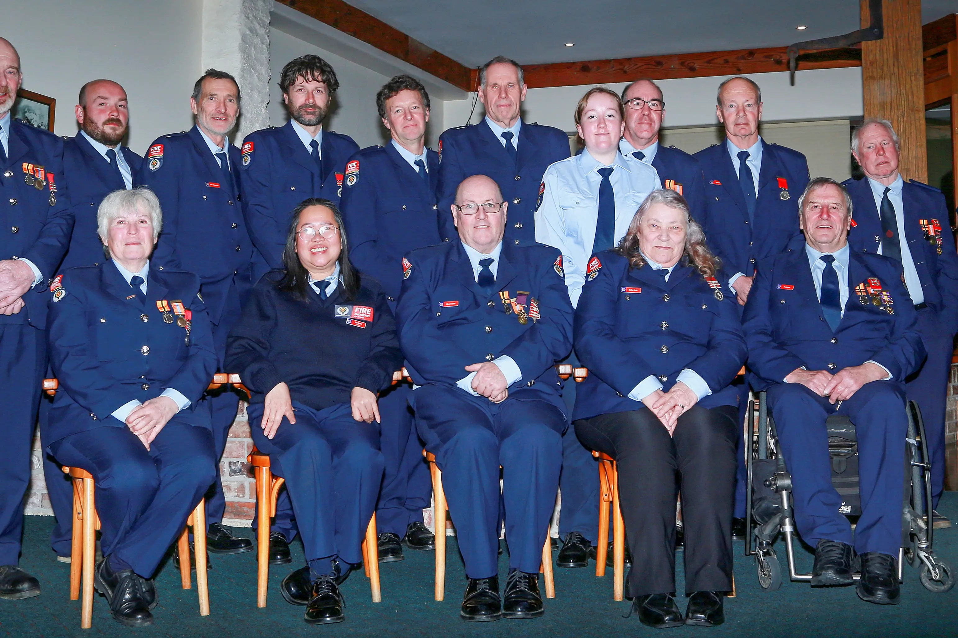 Fire and Emergency New Zealand representatives of all ages and backgrounds from the Owaka, Waihola, Waikawa, Tokanui and Kaka Point brigades were in the Catlins for a Gold Star award, last month. Photo: Supplied