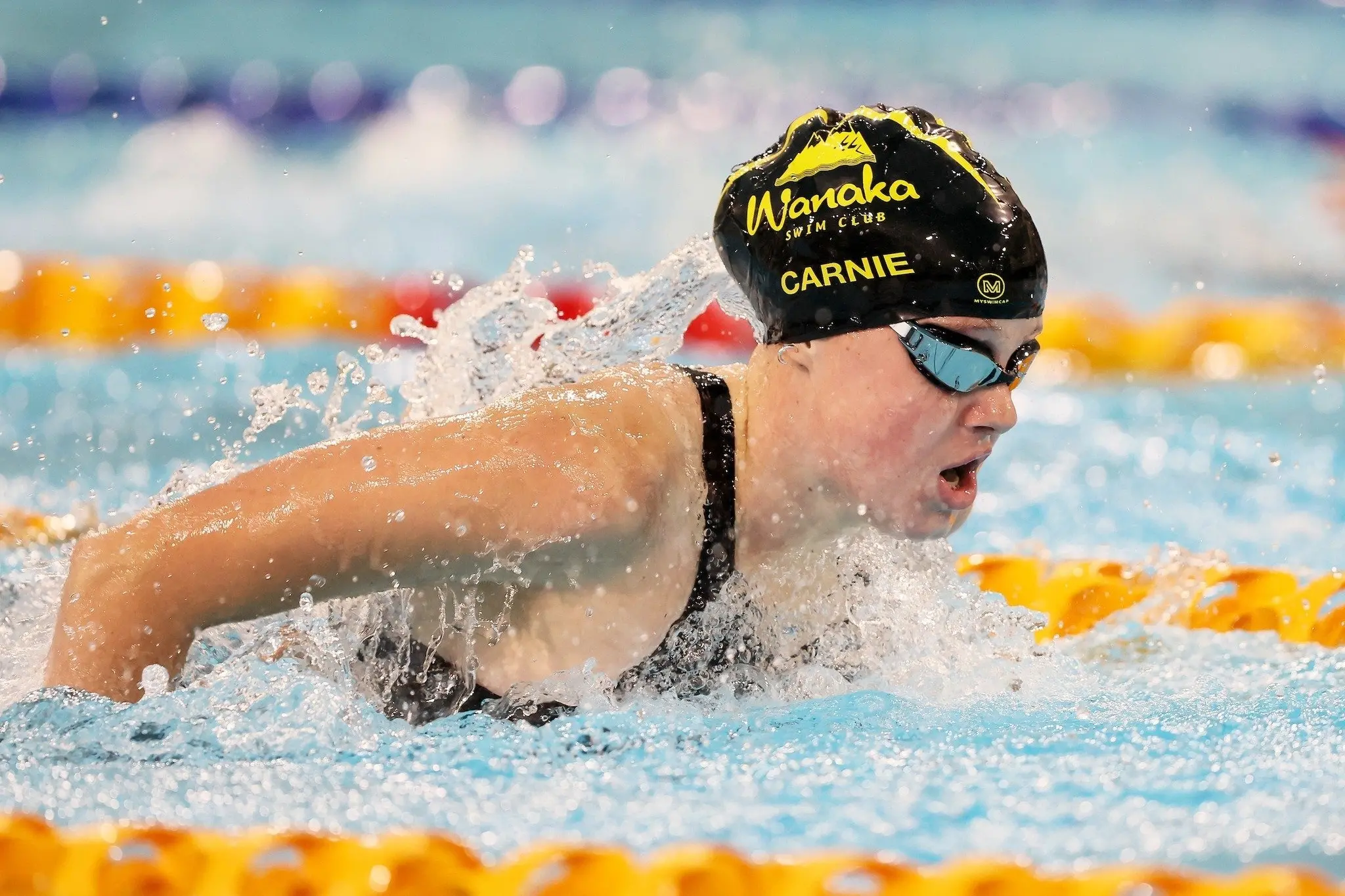 Mount Aspiring swimmer Hana Carnie, pictured competing last year, picked up several medals at the New Zealand secondary school swimming championships at the weekend. Photo: BW Media