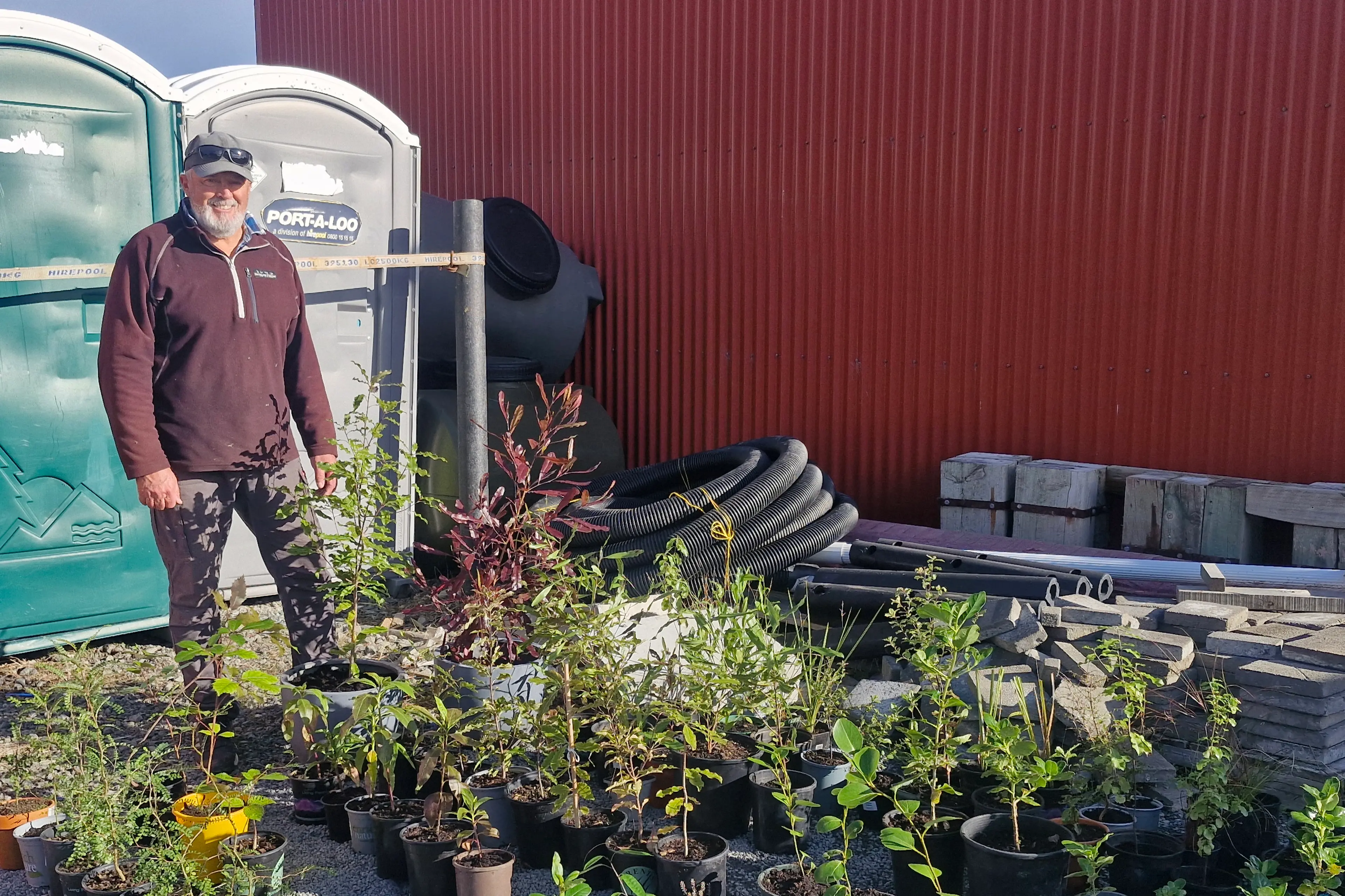 Planting . . . Ross James has also been potting locally seeded natives ready for the P\\u014Dhowera Park working bee next week. Photo: Kaik\\u014Dura District Council