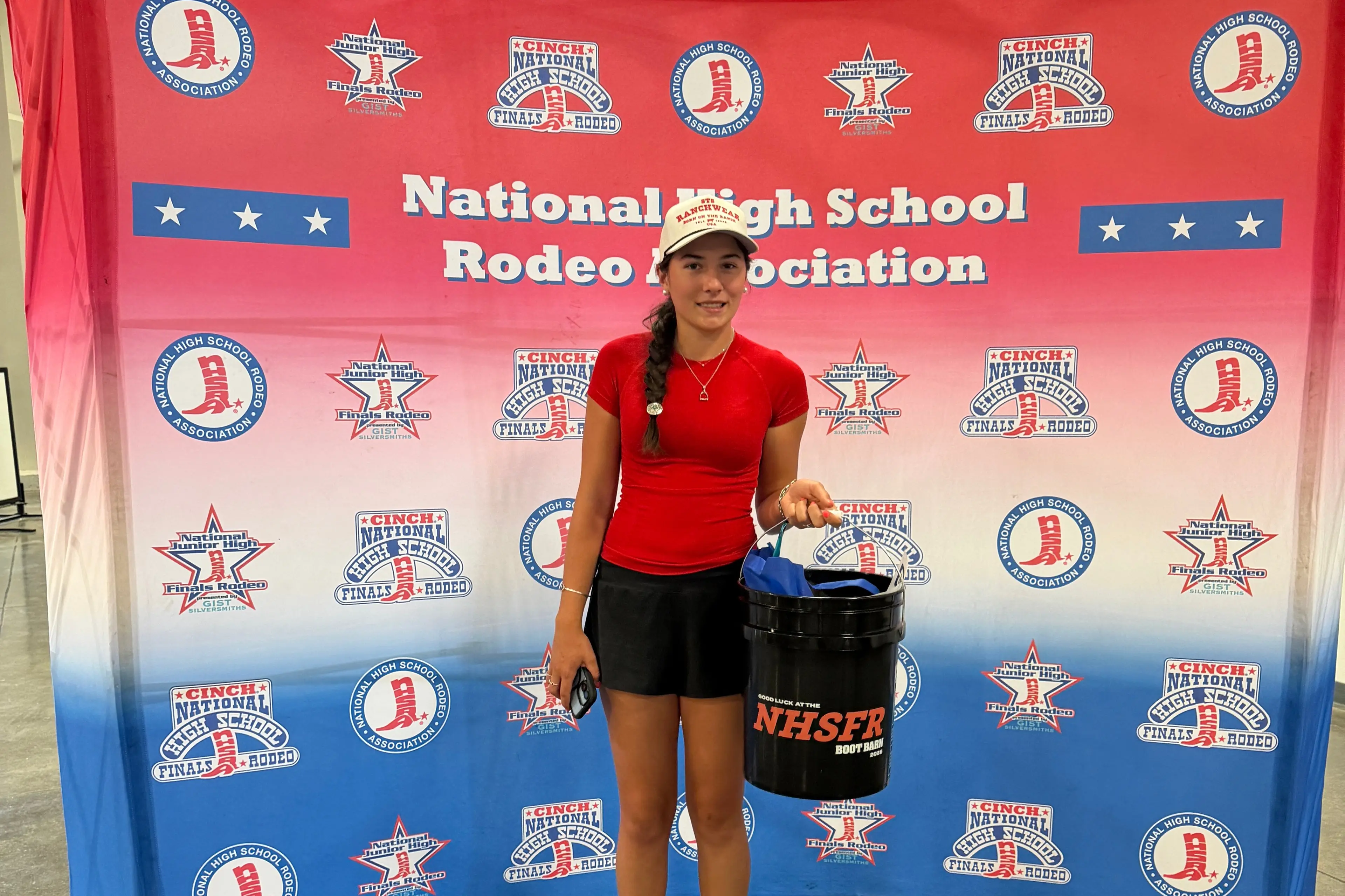Not to be this time: Zoe Johnston after checking in to the National High School Finals Rodeo in the United States last month. Photo: Supplied