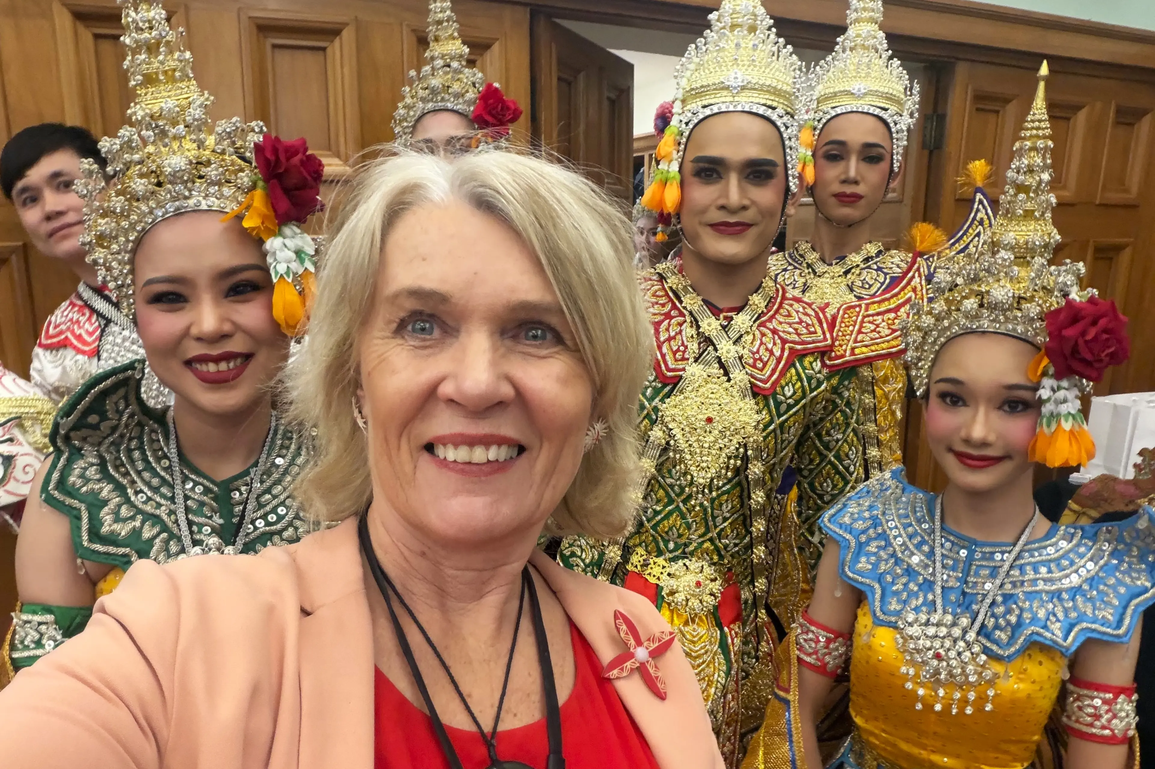 Taieri MP Ingrid Leary with Thai dancers at Parliament recently. Photo: Supplied