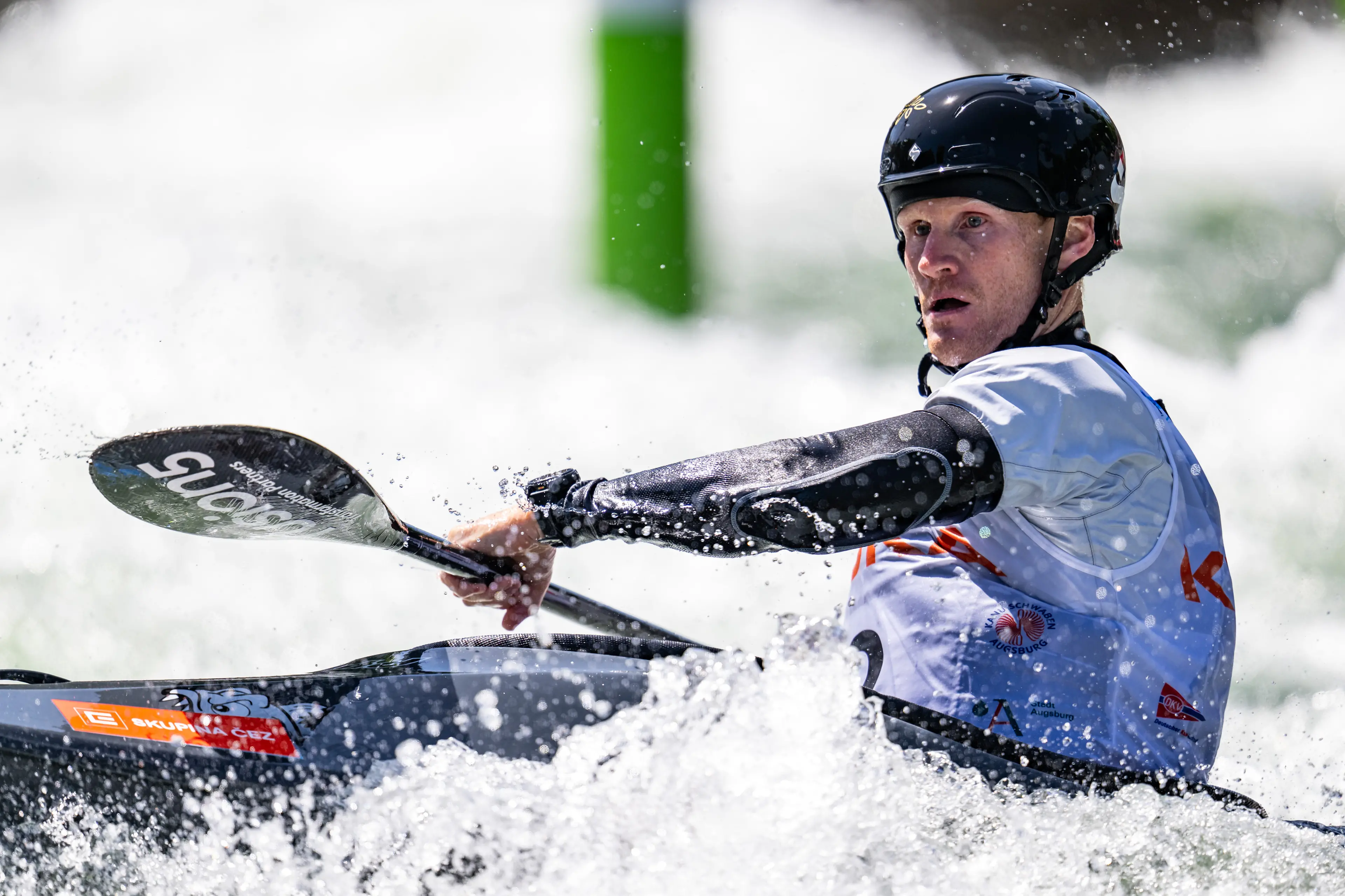 Finn Butcher competes in kayak cross at the Augsburg round of the canoe slalom world cup in June. Photo: Getty Images