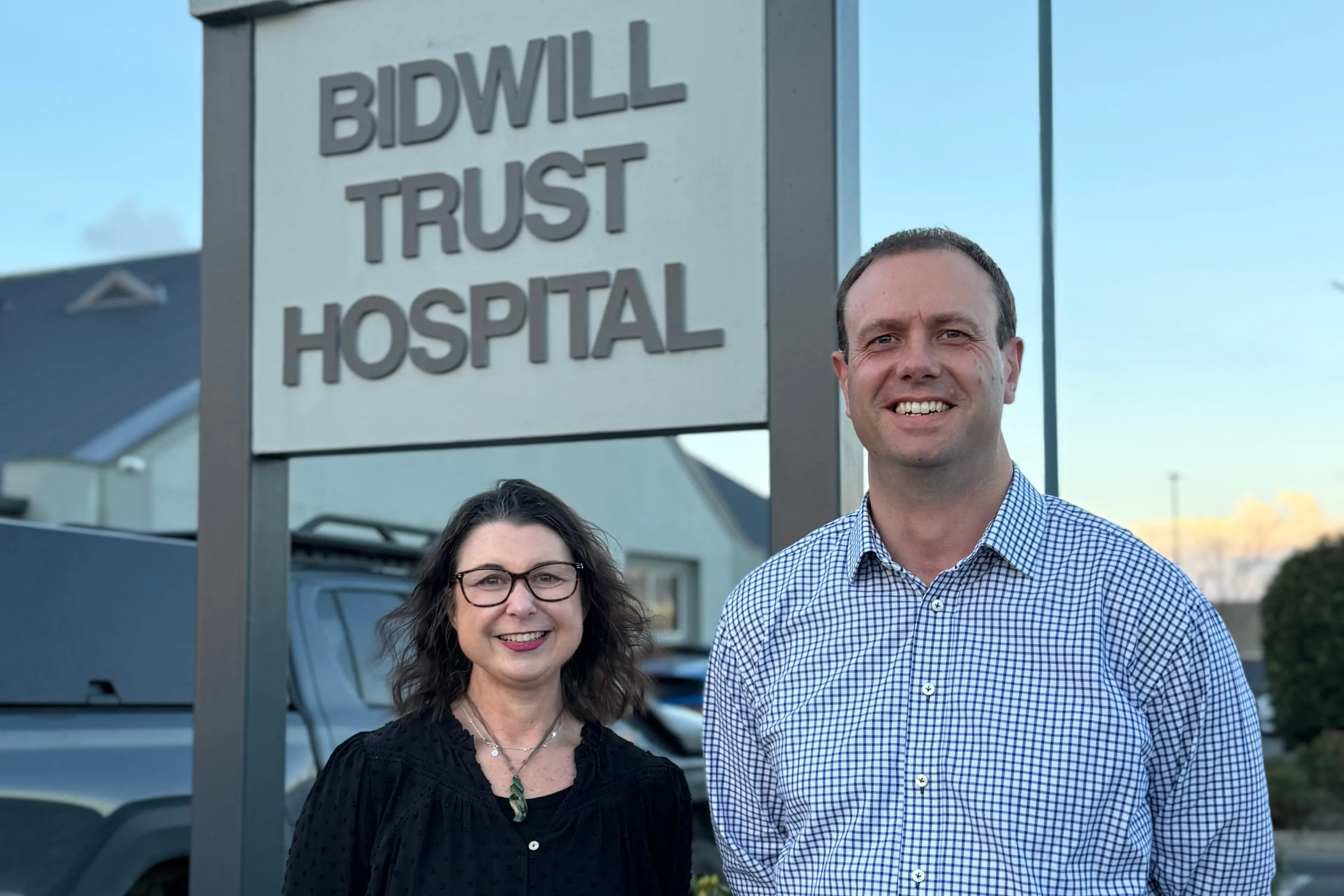 Aoraki Foundation gift and community advisor Kirsty Burnett (left) and Bidwill Trust Hospital Foundation chairman Sam Hervey celebrate a third consecutive year of the hospital foundation contributing to the South Canterbury Health Endowment Fund. Photo: Supplied