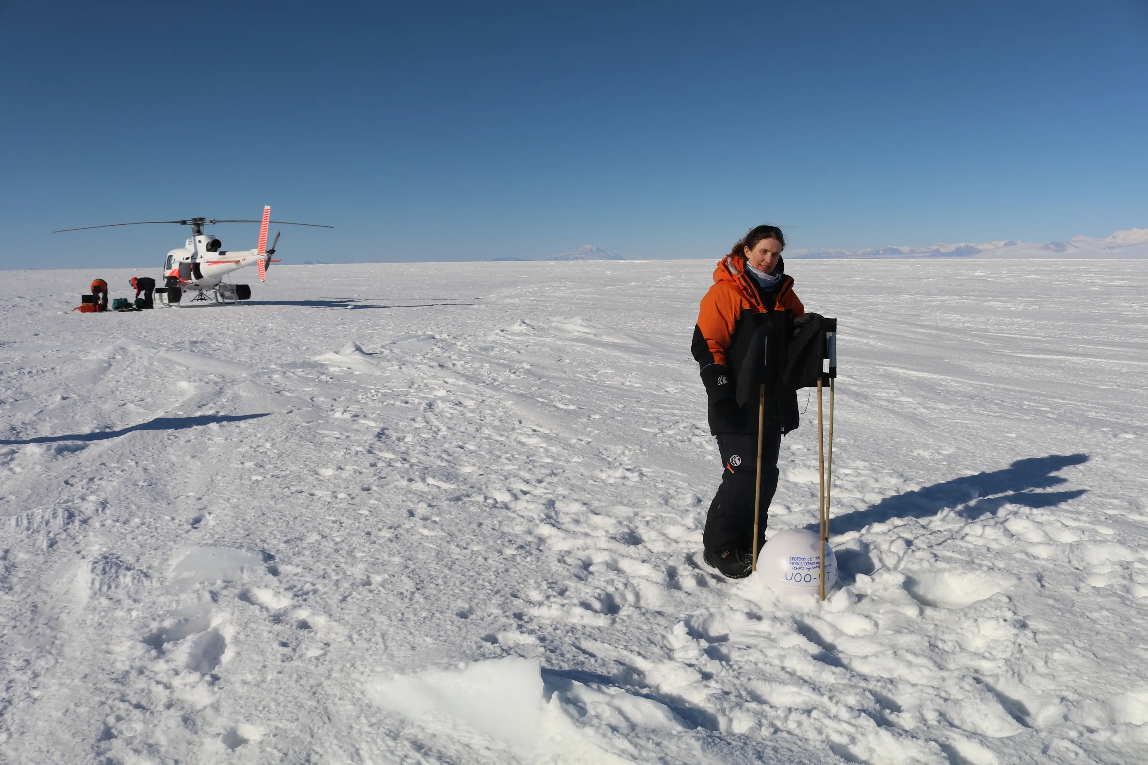 University of Otago physicist Inga Smith on sea ice at McMurdo Sound. Photo: Supplied