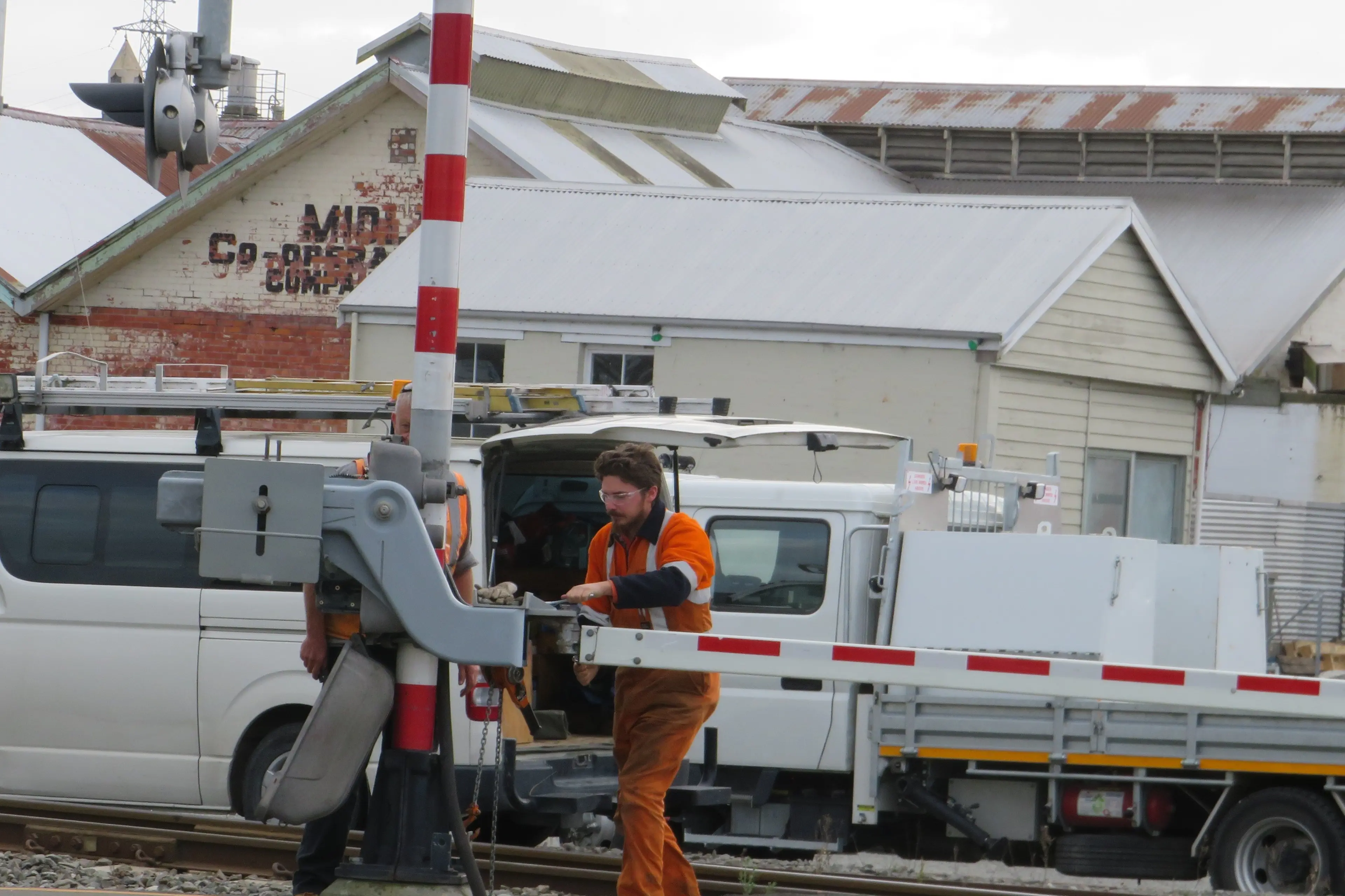 The East St level crossing barrier arm had to be repaired after the truck damaged it. Photo: Heather Mackenzie
