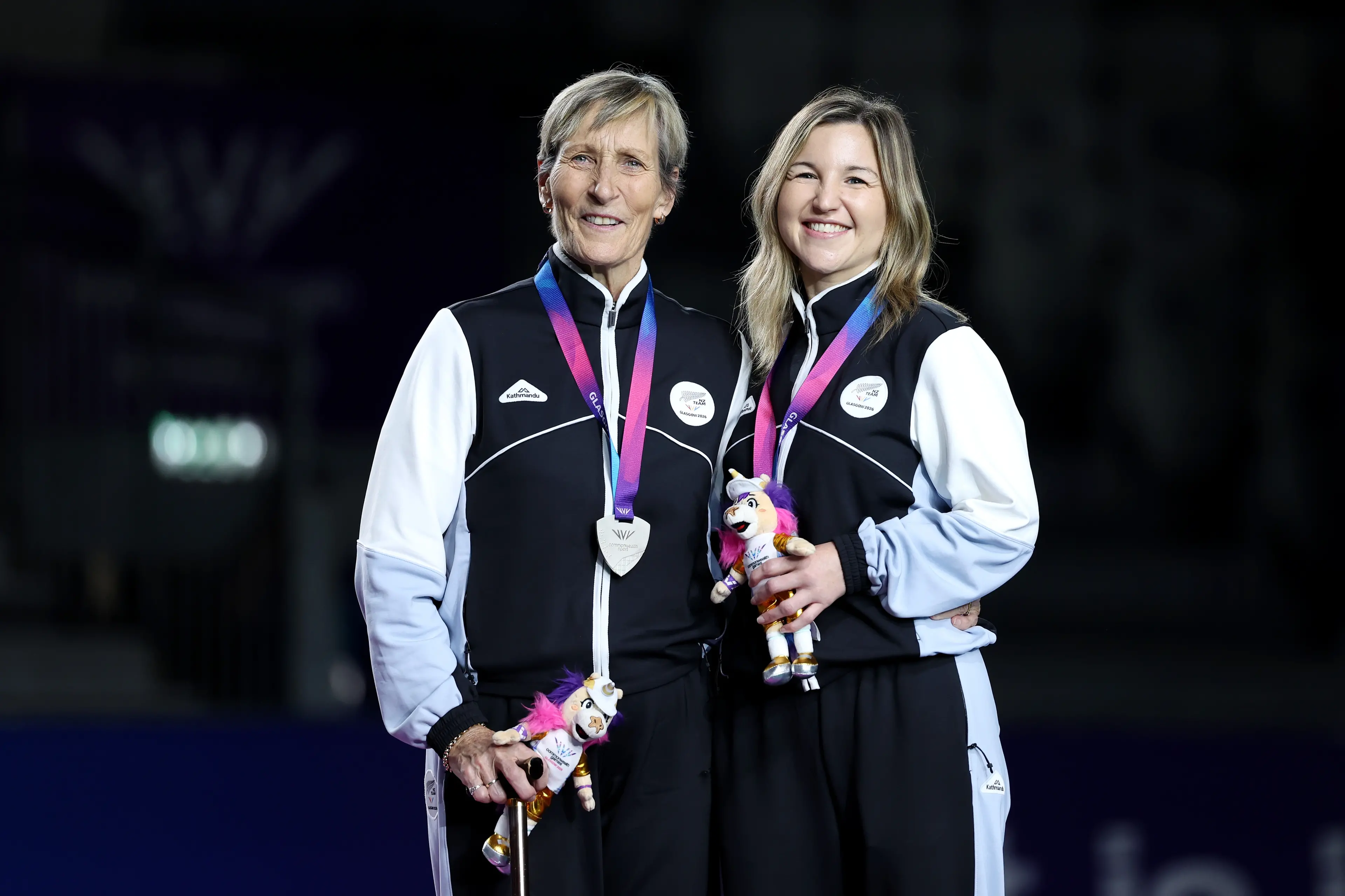 Team New Zealand para-bowlers Julie O\\'Connell, of Invercargill\\'s Waverley Bowling Club, (left) and Teri Blackbourn, of Hamilton, win silver medals in the B6-B8 women\\'s pairs at the Glasgow Commonwealth Games. Photo: Molly Darlington/Getty Images