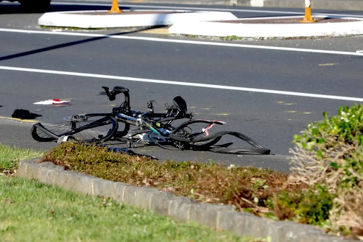 A mangled bike at the scene on Wednesday morning. Photo: RNZ