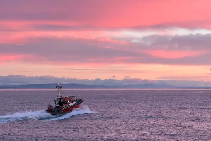 BlueArrow Rescue heads north in the pre-dawn light. Photo: Coastguard Sumner