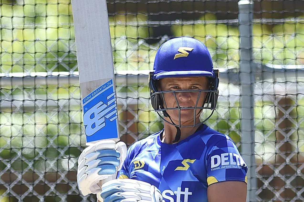 White Ferns and Otago great Suzie Bates prepares herself to face a delivery during a training session at Logan Park. Photo: Gregor Richardson