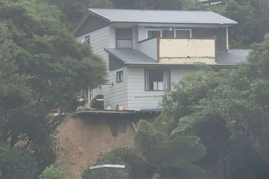 Aaron Pahl\\'s family cannot live in their Stokes Valley home after a large slip made it uninhabitable earlier this year. Photo: supplied