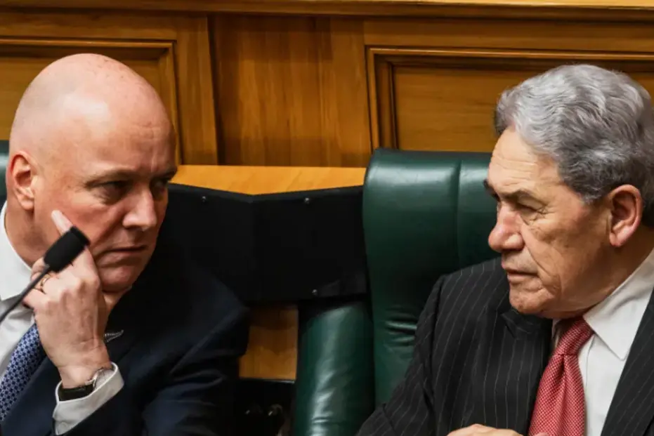 Christopher Luxon (left) and Winston Peters in the House. Photo: RNZ