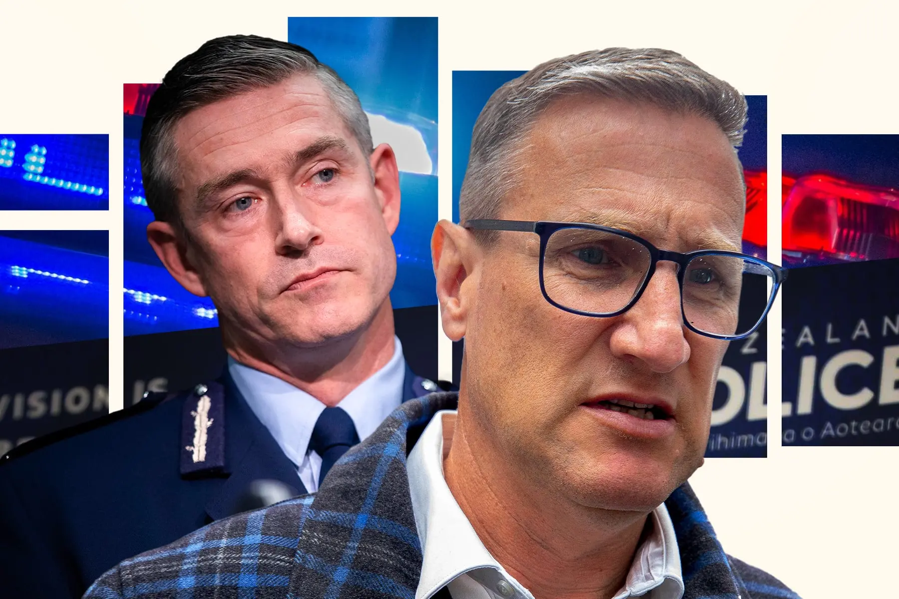 A composite picture of former deputy commissioner Jevon McSkimming and former police commissioner Andrew Coster. Image: RNZ