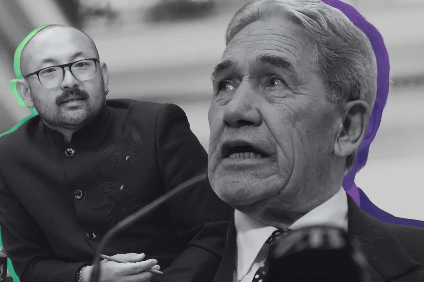 Green MP Lawrence Xu-Nan and NZ First leader Winston Peters. Photo: RNZ