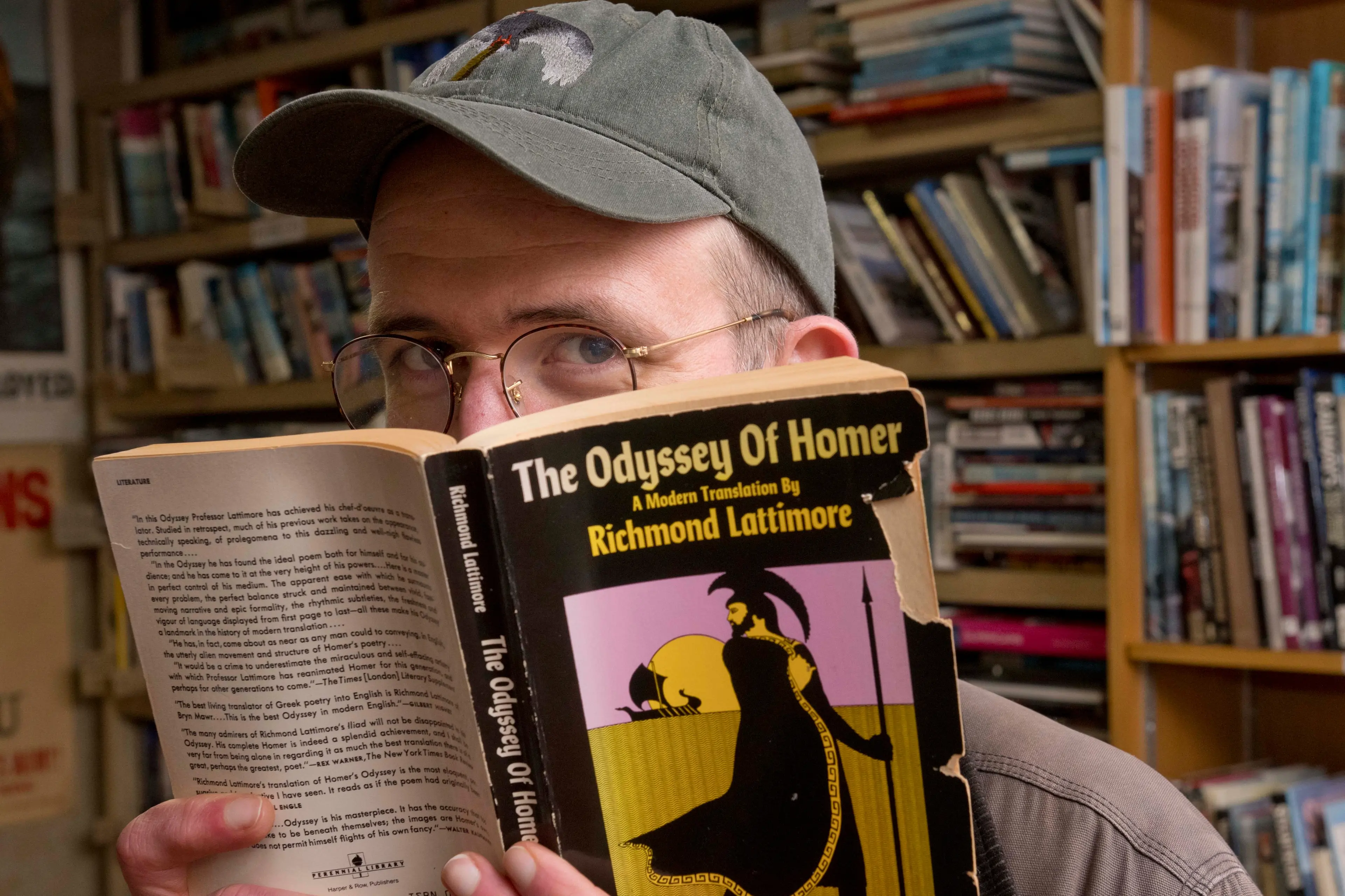 Hard To Find Books Dunedin assistant manager Eric Beeson has been watching Homer and other classical texts fly out the door after the release of the motion picture The Odyssey. Photo: Gerard O\\'Brien