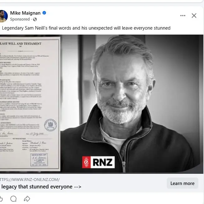 Sam Neill second southern identity used in ‘horrific’ scam