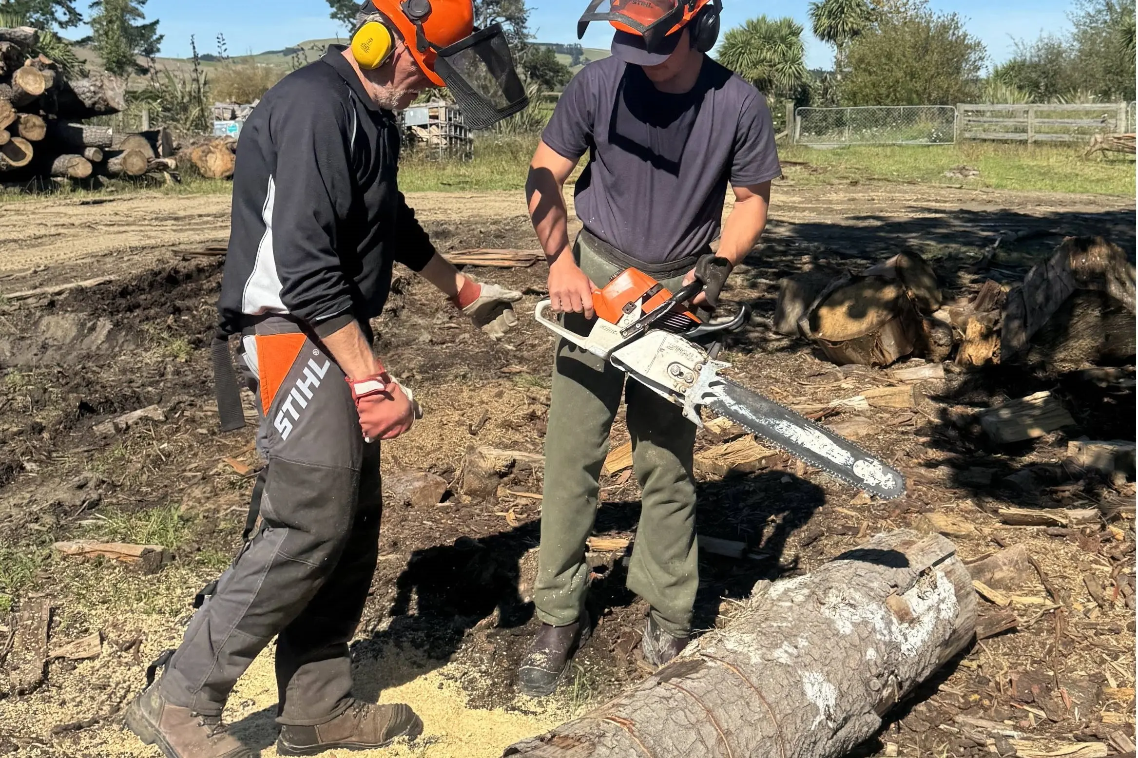 Job support . . . Chainsaw training on the job for a young person supported by the Hurunui Mayors\\u2019 Taskforce for Jobs programme. Photo: Hurunui District Council