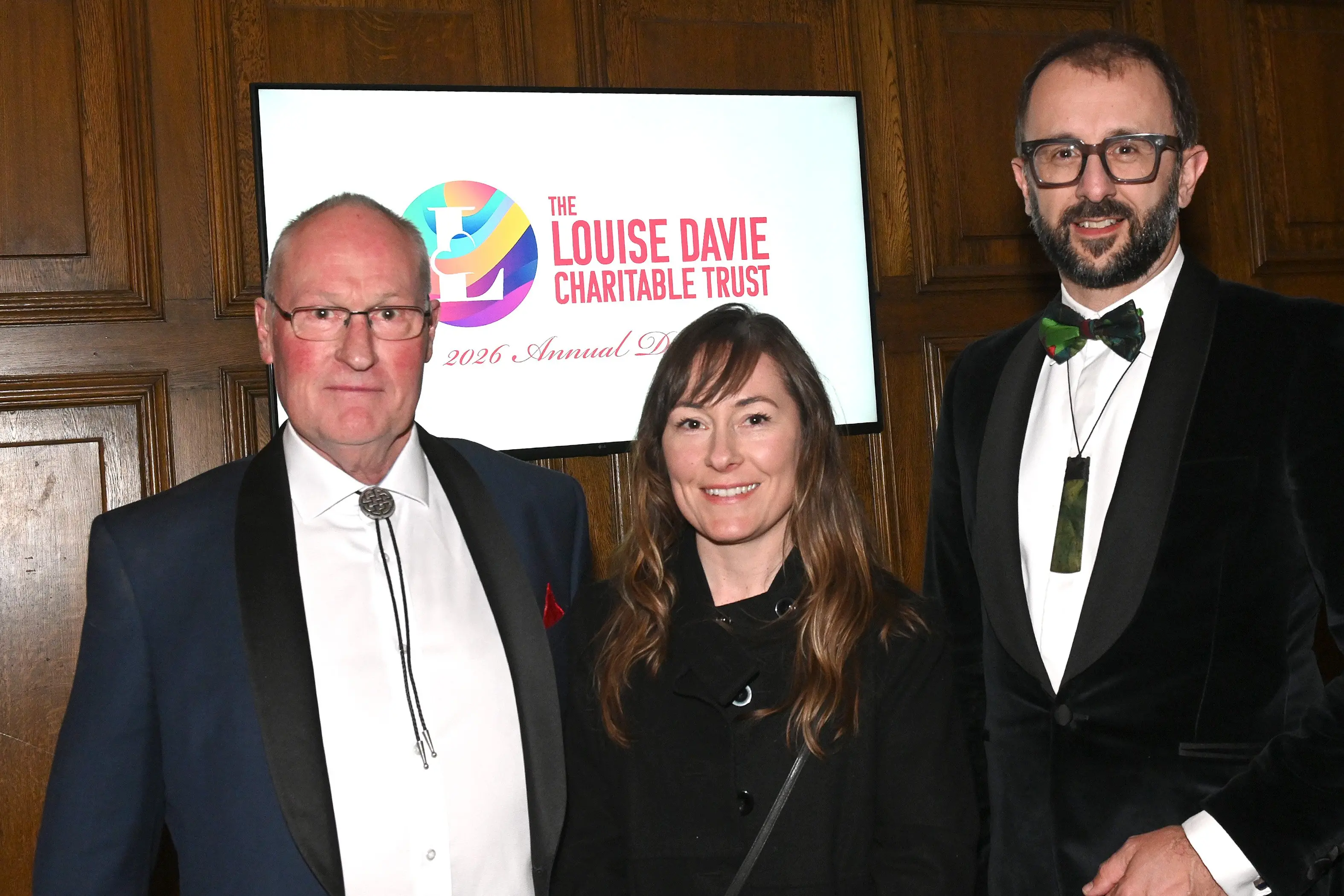 Attending the Louise Davie Charitable Trust annual dinner at the Dunedin Town Hall on Friday night are (from left) Steve Davie, his daughter Belinda Davie and trustee Prof Chris Jackson. Photo: Linda Robertson