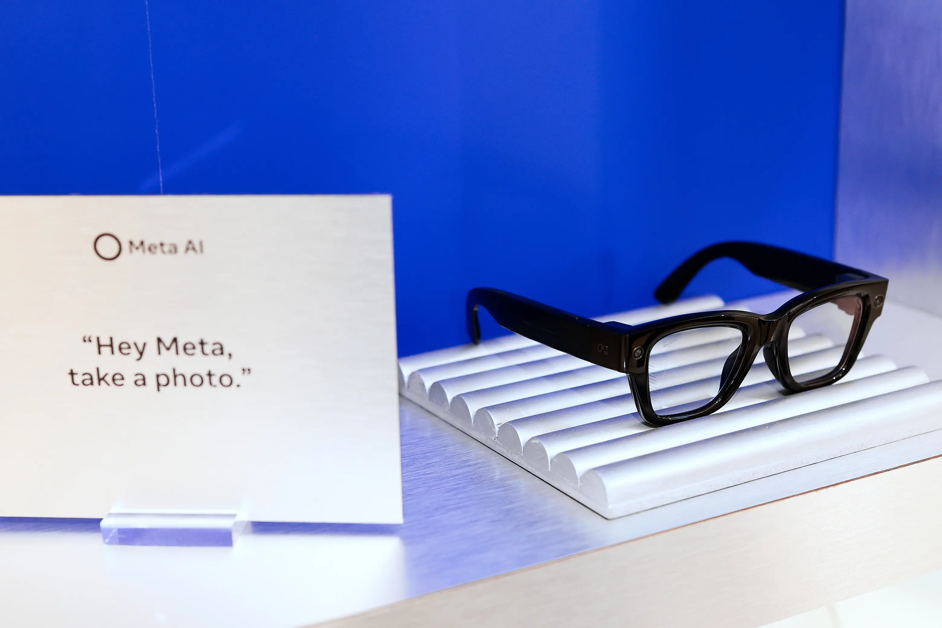 <p>The Ray-Ban Meta Wayfarer Gen 2 smart glasses on display at an industry event in Spain. Photo: Getty Images</p>\\n