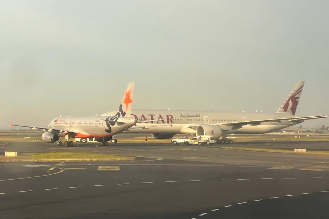 <p>The two planes thought to have been involved in the near miss at Sydney Airport. Photo: Dani Brown via X</p>\\n