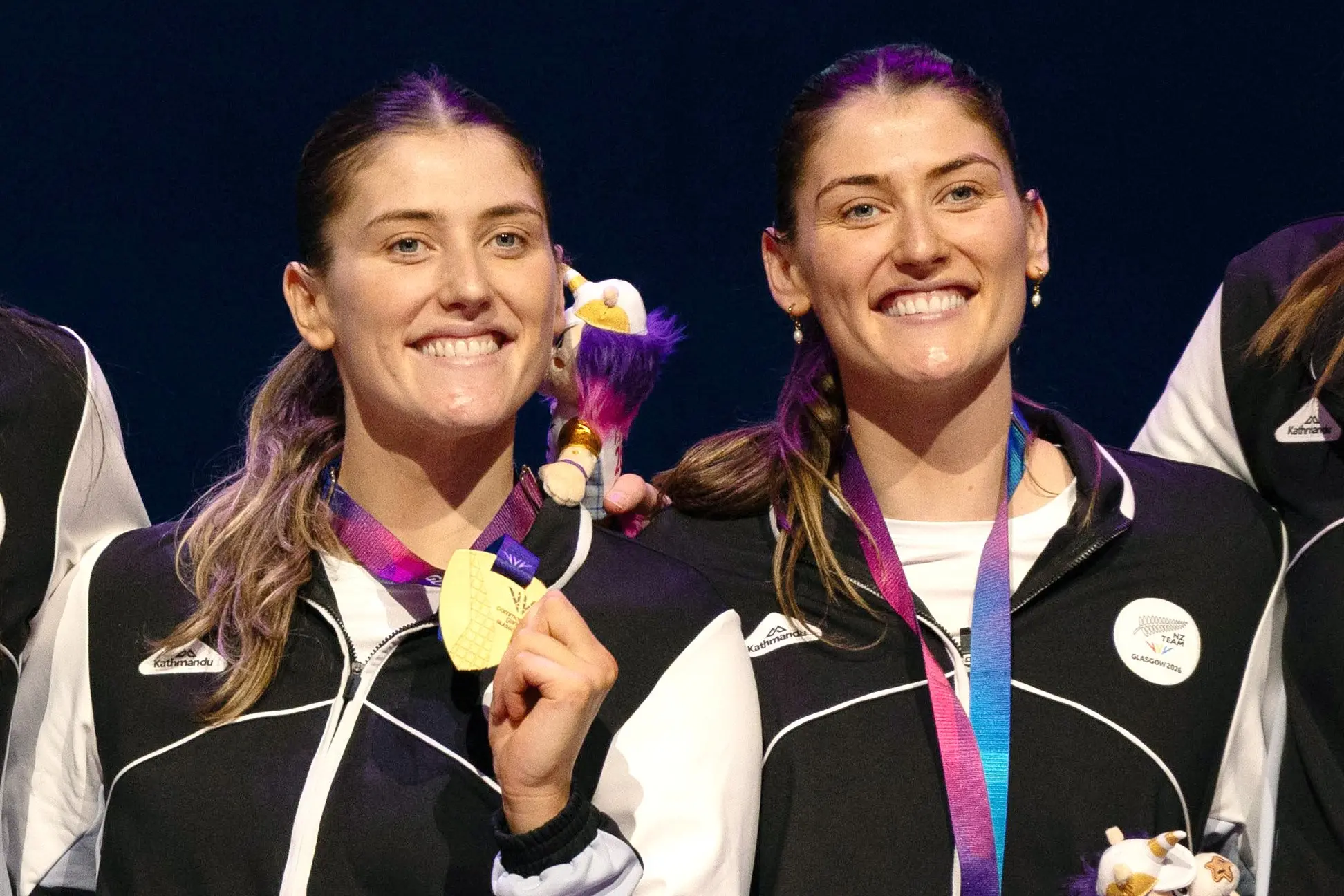 Former Blue Mountain College students Kate (left) and Georgia Heffernan are among West Otago sporting high achievers, having picked up Commonwealth gold medals in the netball finals at the recent Glasgow games. Photo: Getty Images