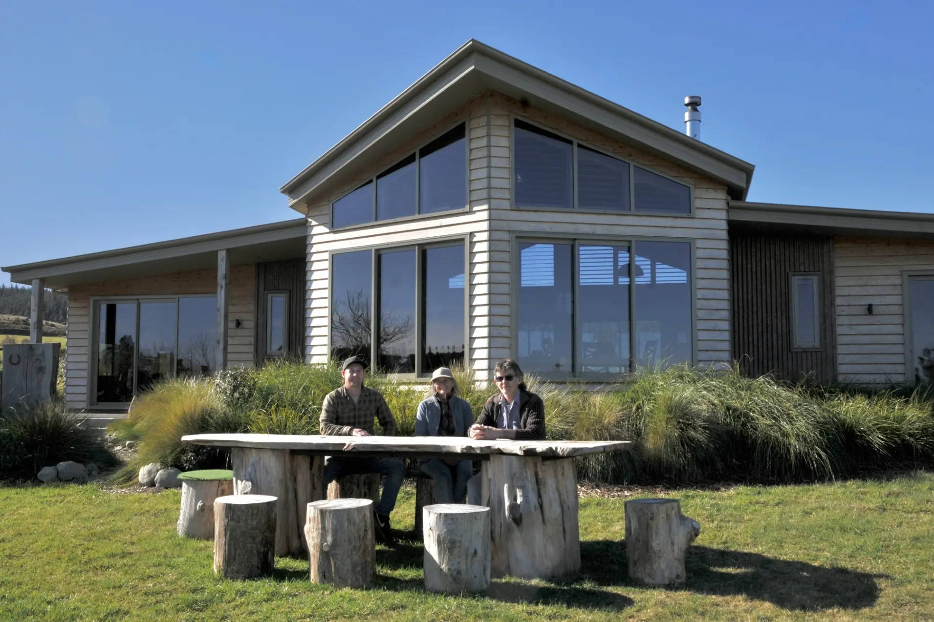 Winning team\\u2026 Waikuku Beach builder Todd Dunn, left, with Fiona and Glenn Learmonth outside the couple\\u2019s stealth bomber house in Loburn which has won the Supreme House of the Year for under $1 million award at the Canterbury Master Builders House of the Year Regional Awards. PHOTO: SHELLEY TOPP