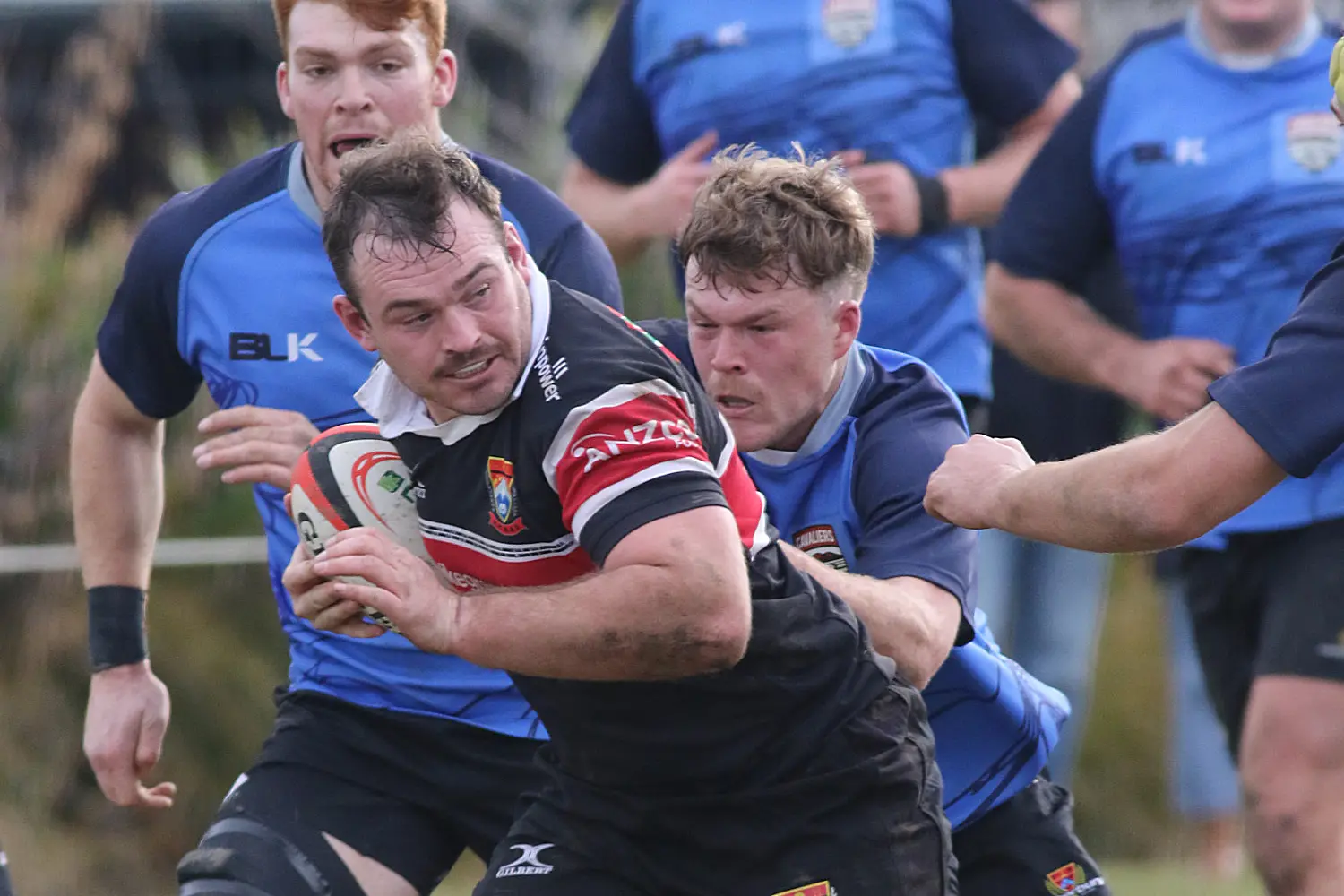 Making a run . . .North Canterbury Senior Louis James  makes headway against the Cavaliers line during their Canterbury Rugby Tane Norton Cup round 1 match at Rangiora on Saturday. Photo: John Cosgrove 