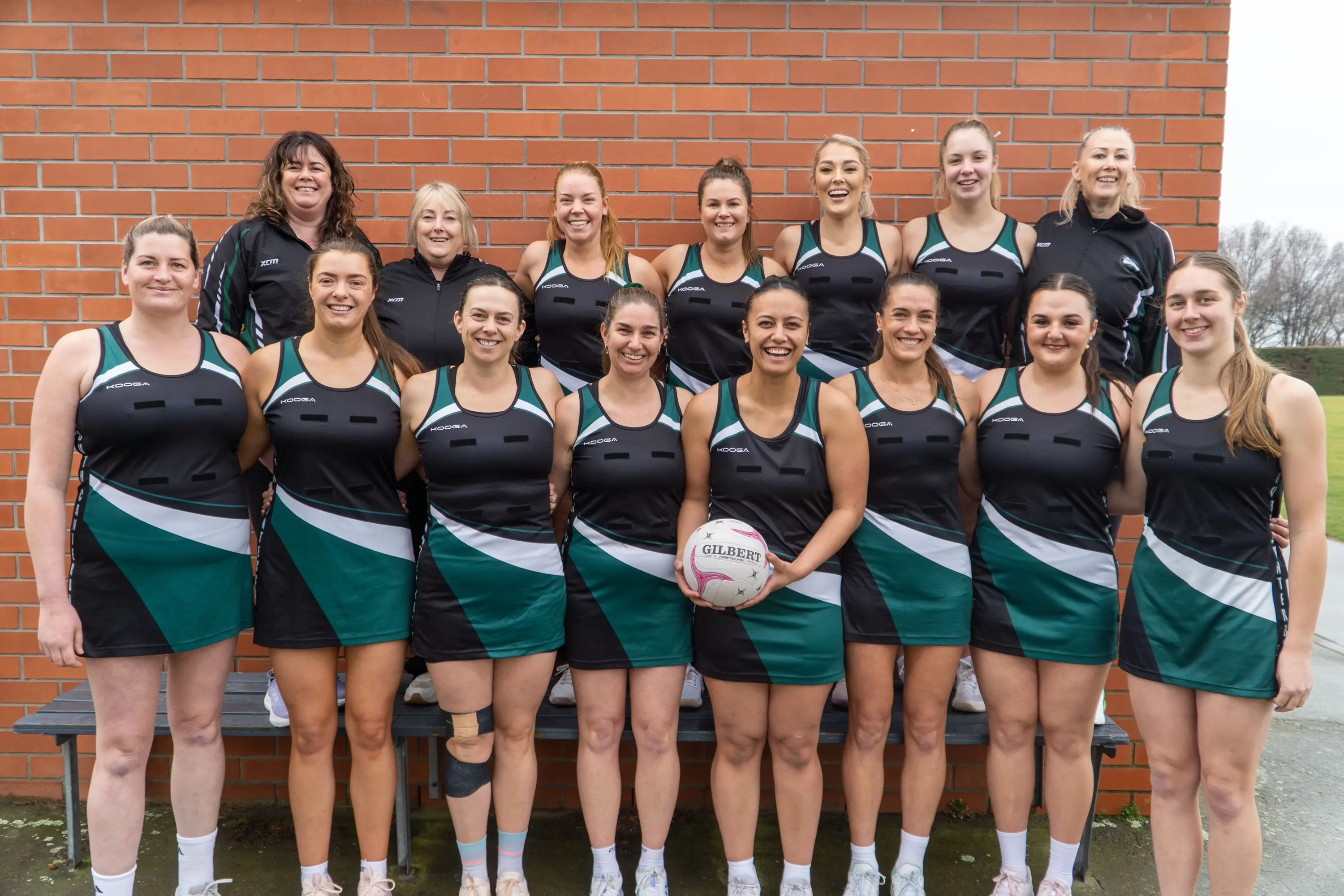 Making up the South Canterbury senior women\\'s representative squad this year are (back, from left) manager Hayley Richardt, head coach Julie Langford, Zoe Greenslade, Hannah Brewer, Marne van Zyl, Laura Dunshea, assistant coach Jadie McDonald, (front, from left) Abby Rawcliffe, Kate Braddick, vice-captain Pip Reihana, vice-captain Stacey Schwalger, captain Merekite\\u00A0Wahitapu, Joy Courage, Renette Van Heerden and Hailey Larsen. Photo: Darren Robertson/Calvin Gunter