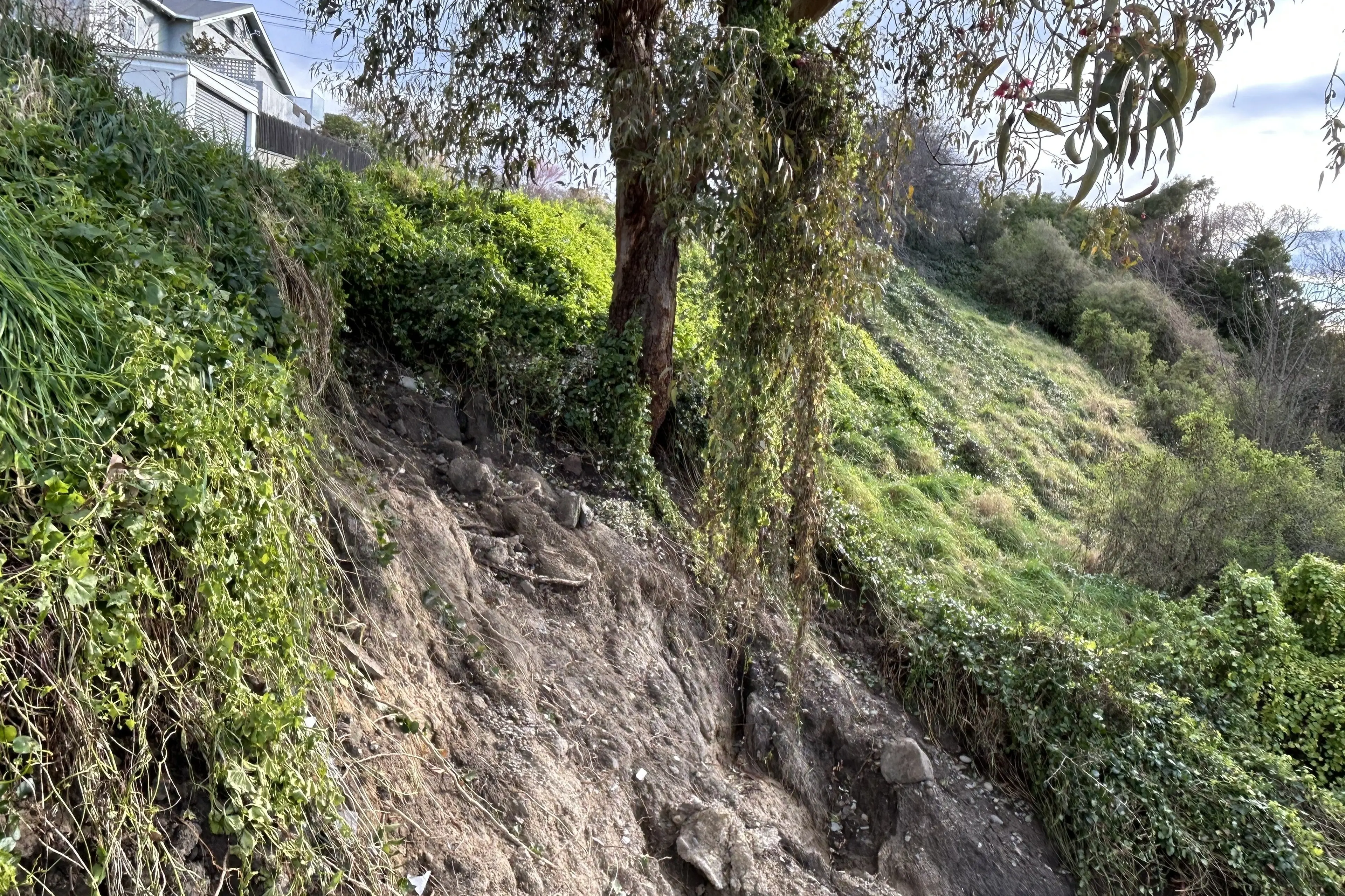 A significant slip in Isis St in Oamaru following heavy rain in July. Photo: Supplied