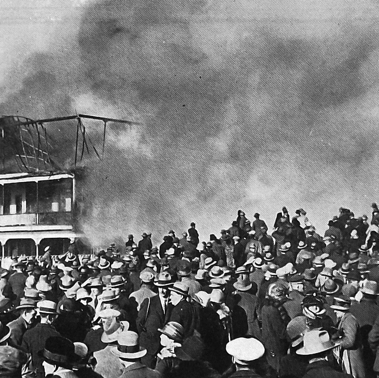 Grandstand erupts in flames