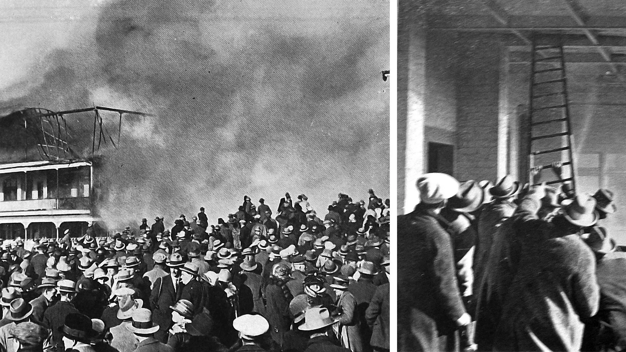 Grandstand erupts in flames
