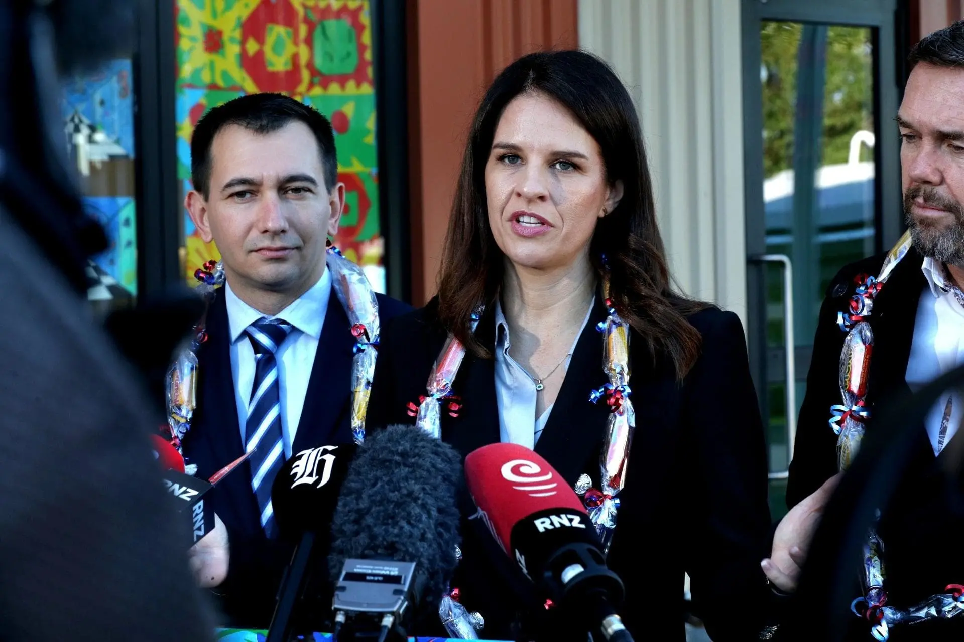 Energy Minister Simeon Brown and Education Minister Erica Stanford at the Solar in Schools programme announcement.